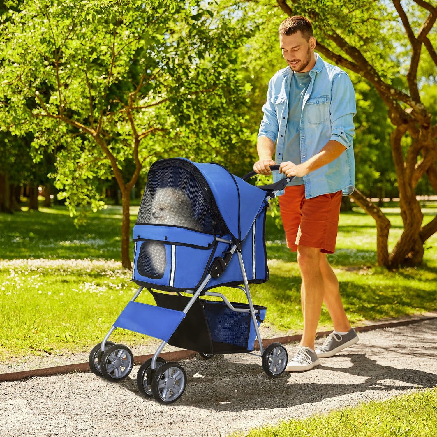 Foldable Pet Stroller with Zipper Entry & Cup Holder - image 2