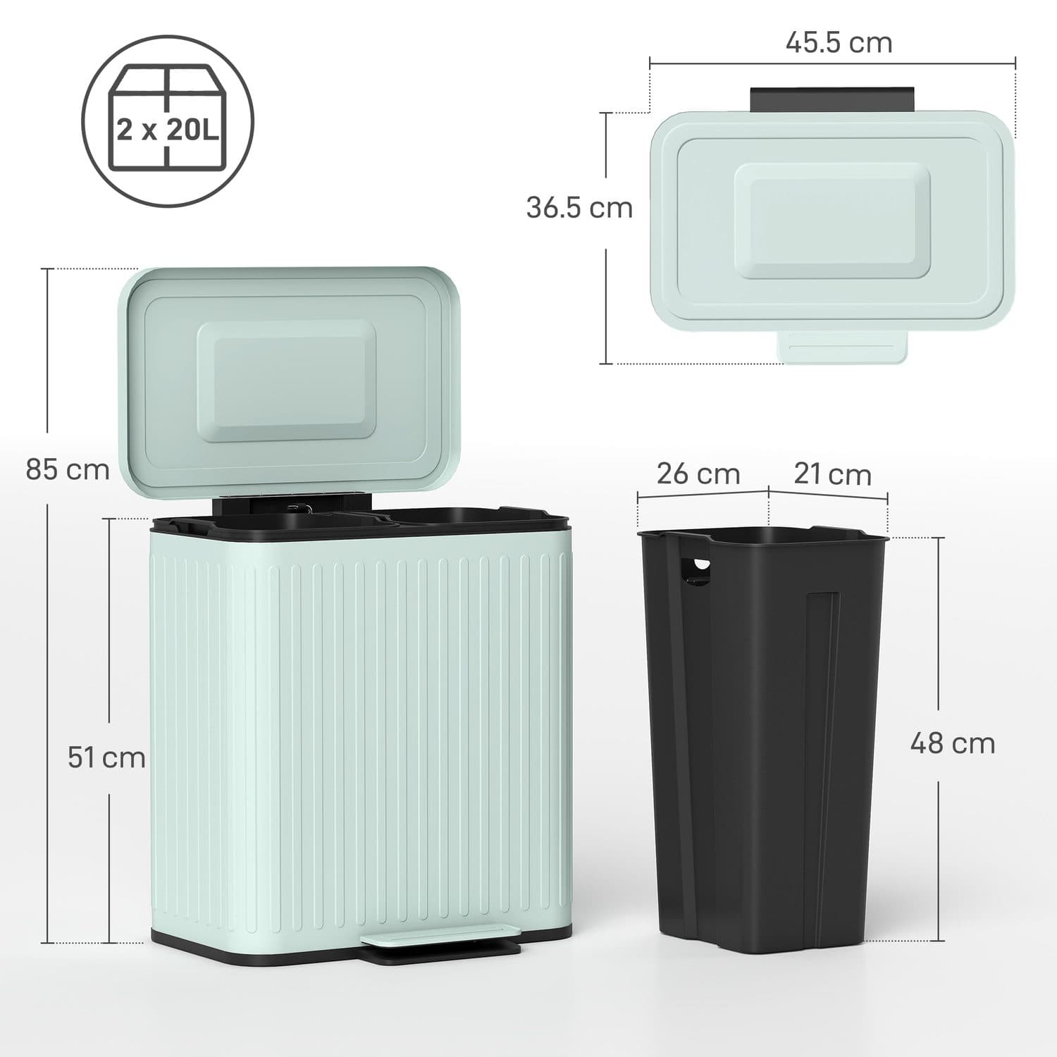 Sort Waste and Recycling with This 40L Dual Pedal Bin - image 3
