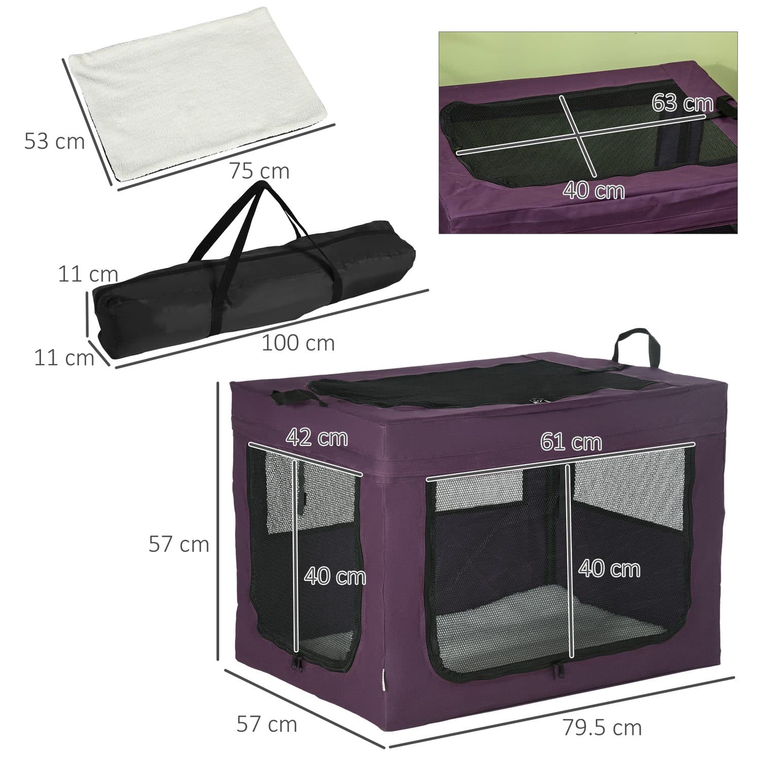 Collapsible Pet Crate 80cm in Purple — For Small to Medium Dogs - image 4