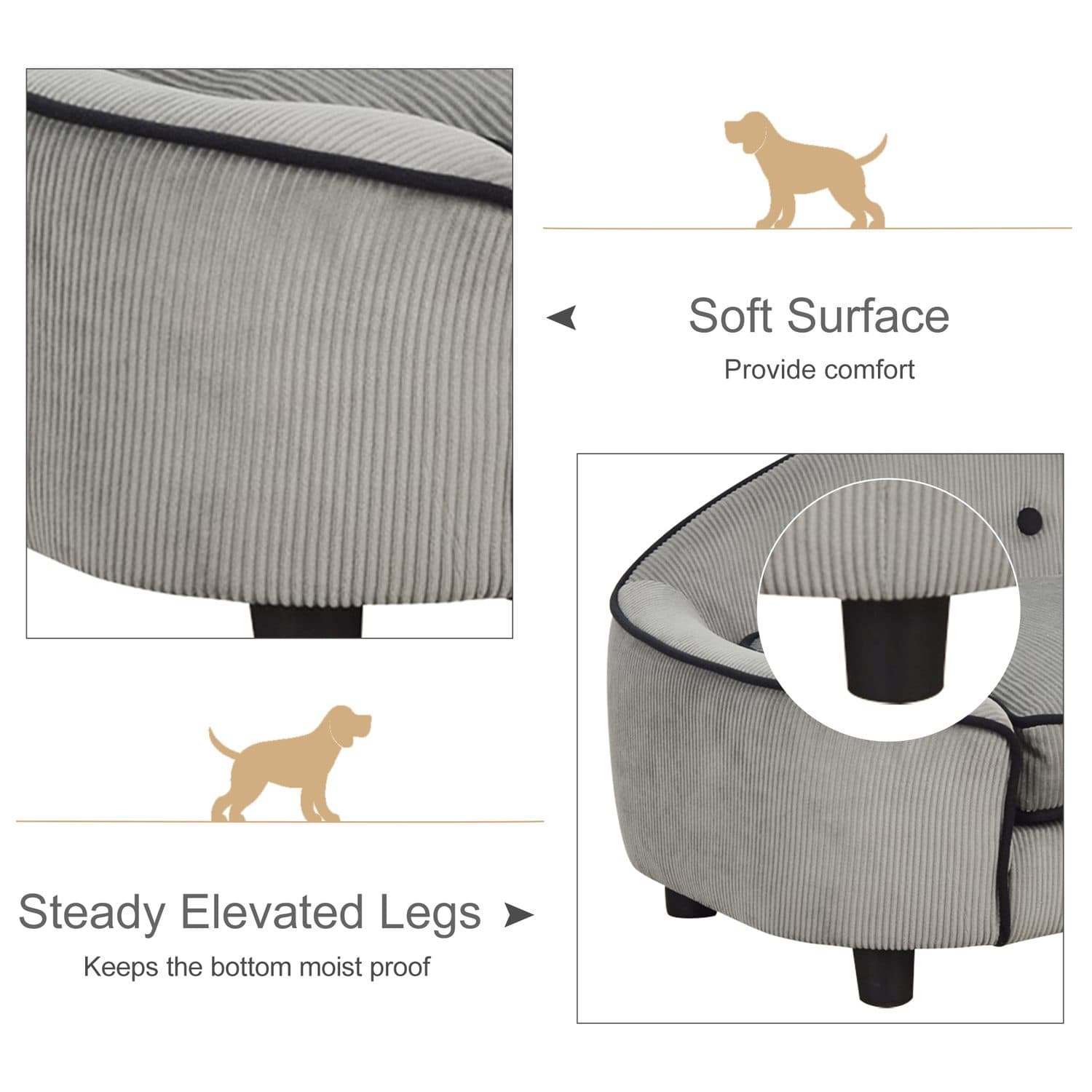 PawHut Grey Pet Sofa - image 2