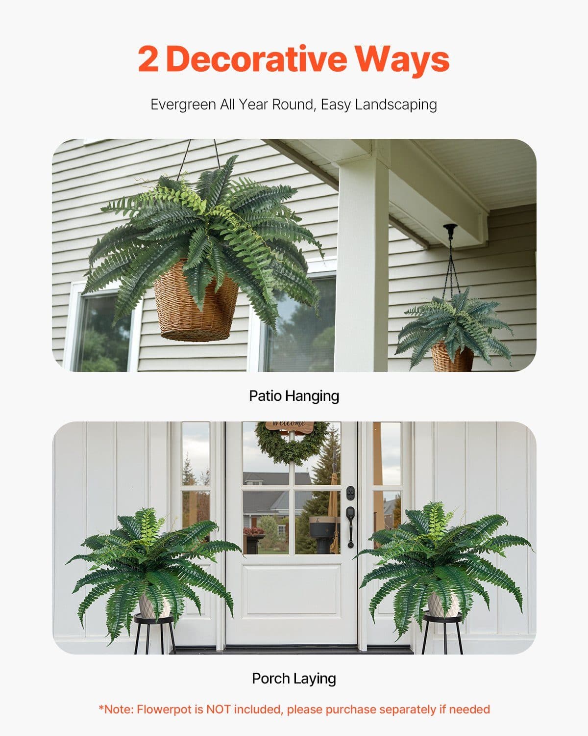Large Artificial Boston Ferns for Effortless Greenery (2 Pack) - image 2