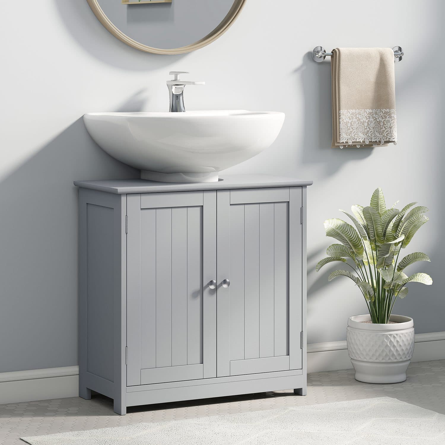Classic Grey Under-Sink Cabinet with Adjustable Shelf - image 4
