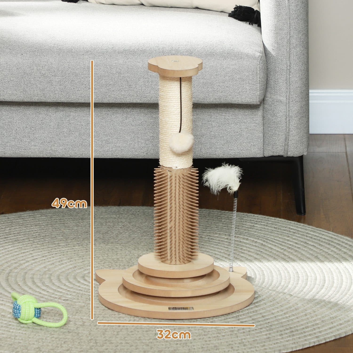 5-in-1 Cat Scratching Post with Sisal Post and Track Balls - image 2