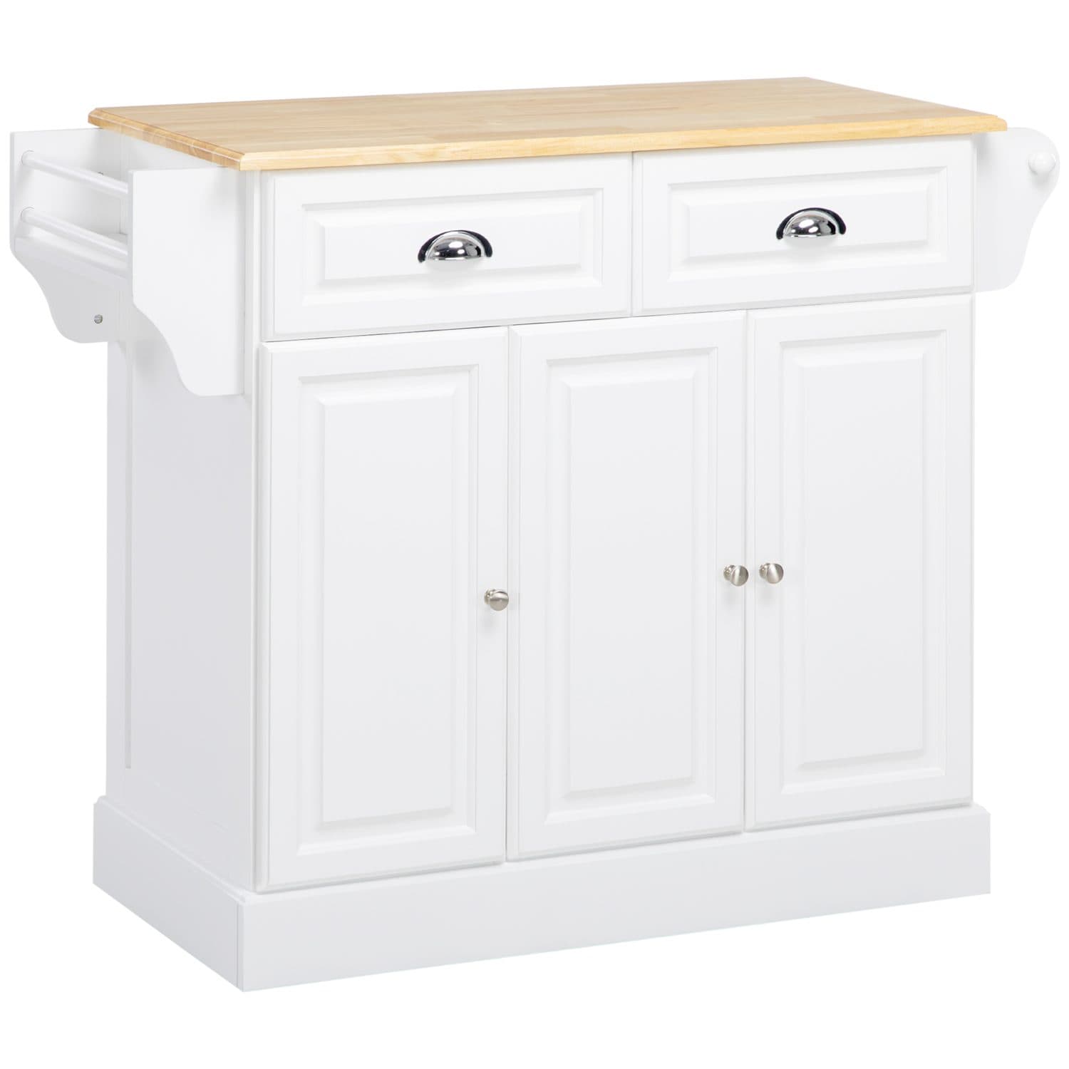 White Rolling Kitchen Island - White