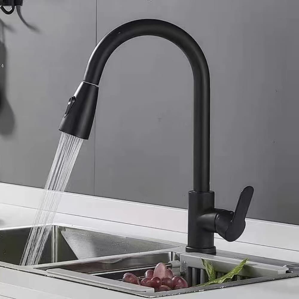 Pull-Out Kitchen Mixer Tap in Matt Black - image 1