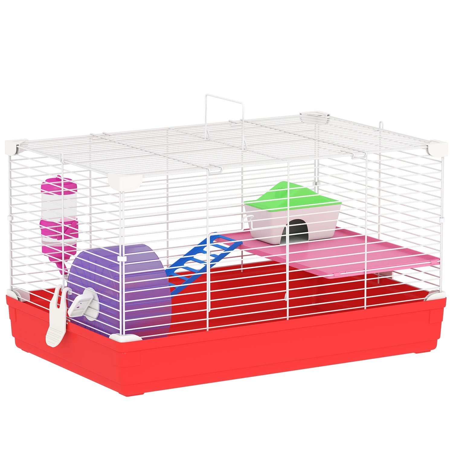 2-Story Small Animal Cage Kit with Handle & Exercise Wheel