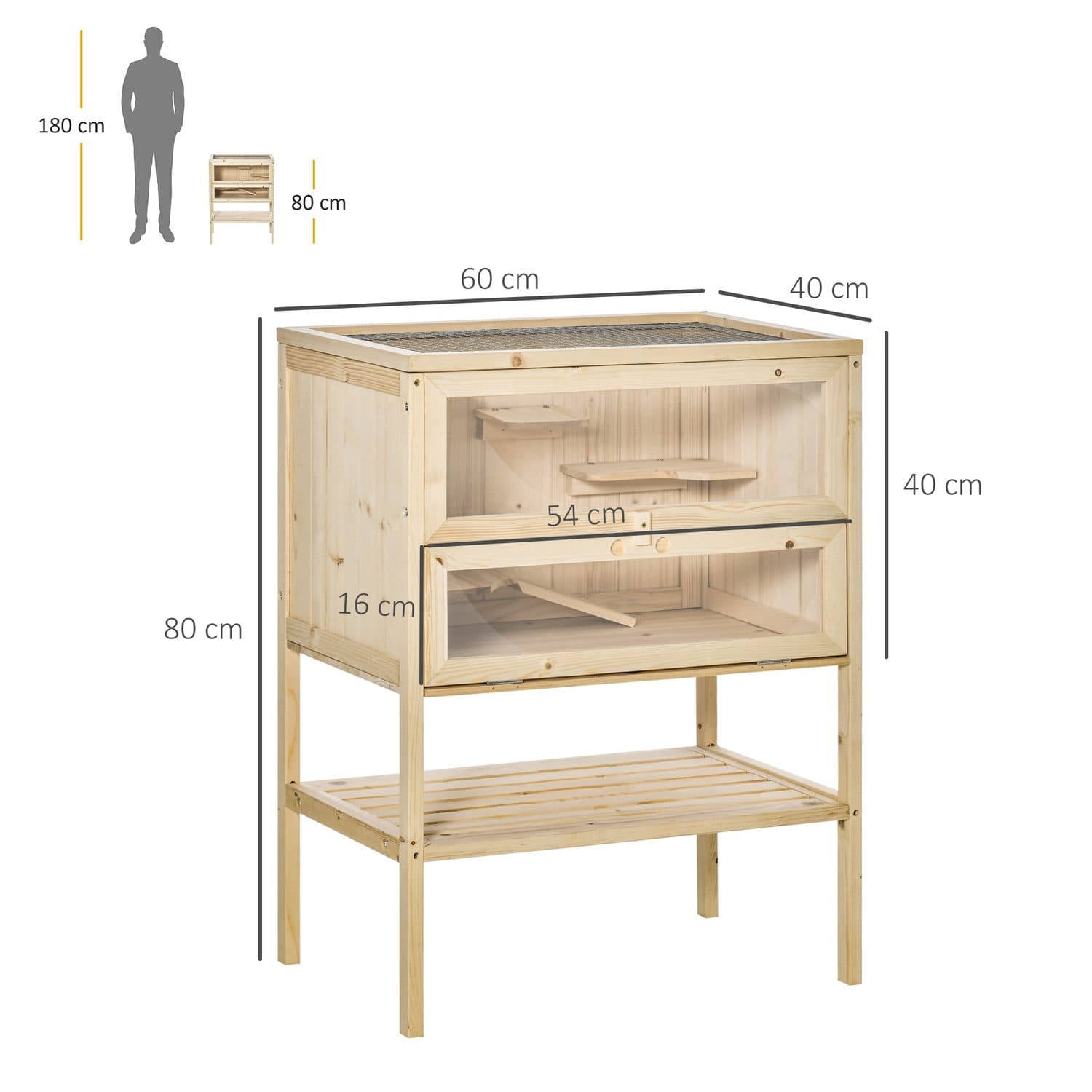 PawHut Wooden Hamster Cage with Storage Shelf - image 5