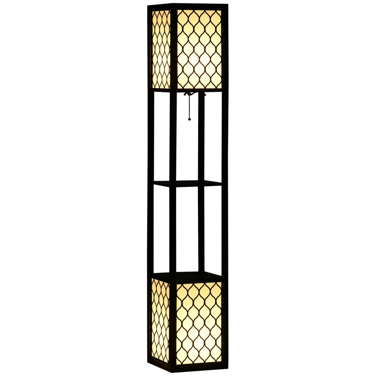 Modern Shelved Floor Lamp - Black