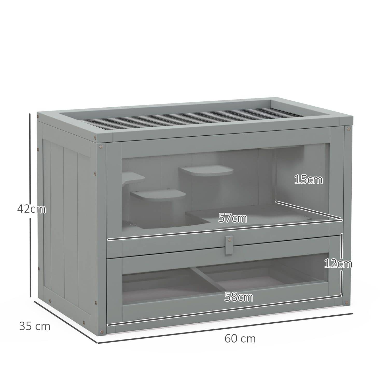 PawHut Wooden Hamster Cage with Ramp and Sunroof - image 4