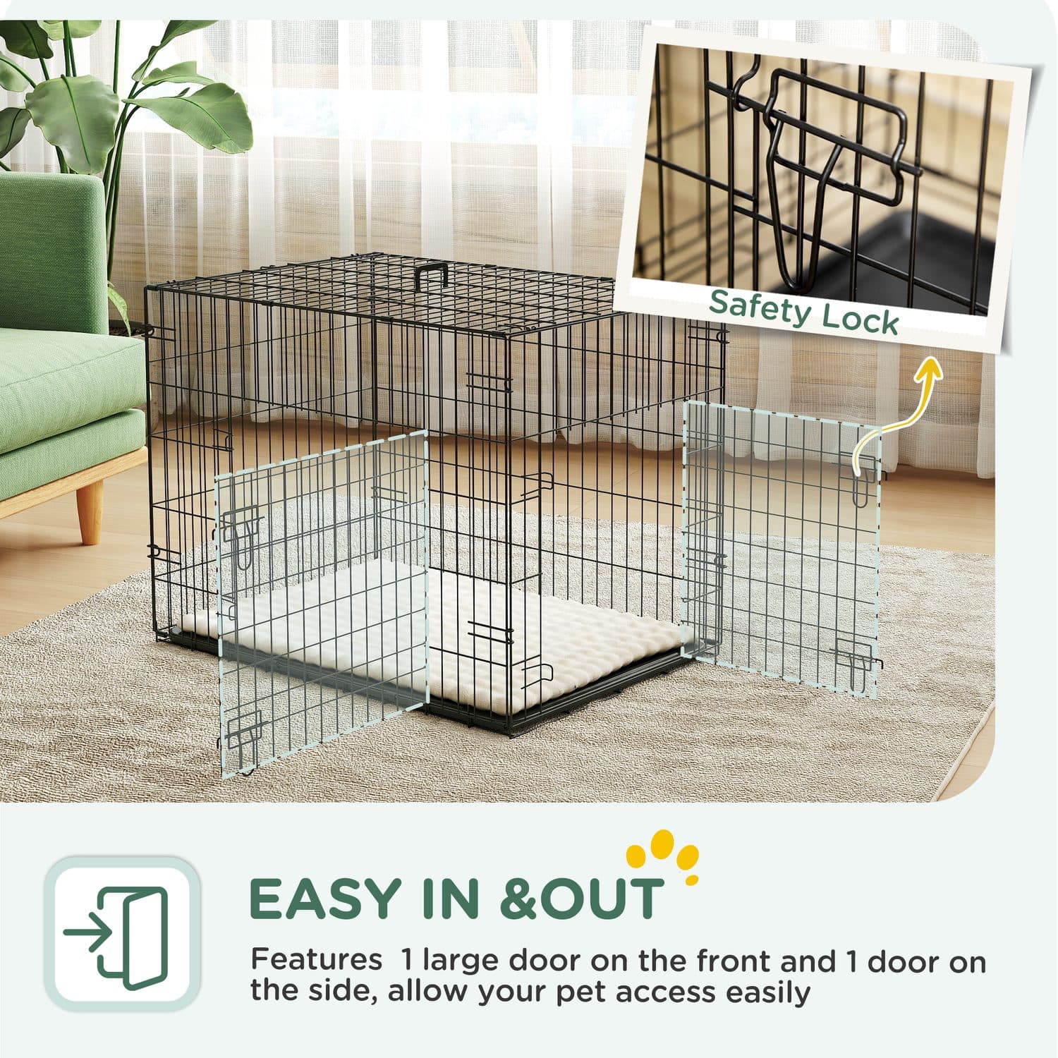 PawHut Foldable Dog Crate With Cushion for Small Dogs - image 1
