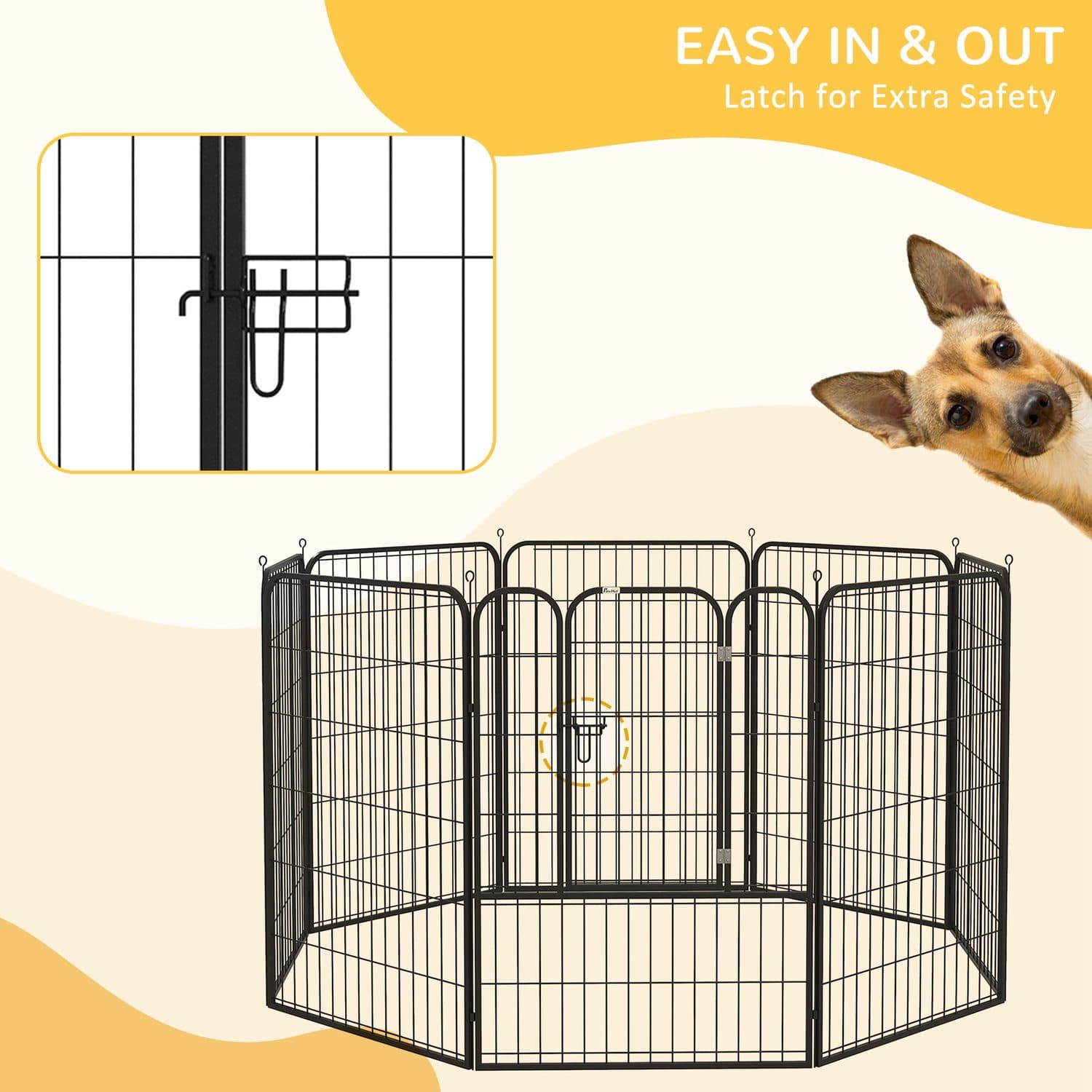 PawHut 8 Panel Heavy Duty Playpen with Ground Stakes - image 5