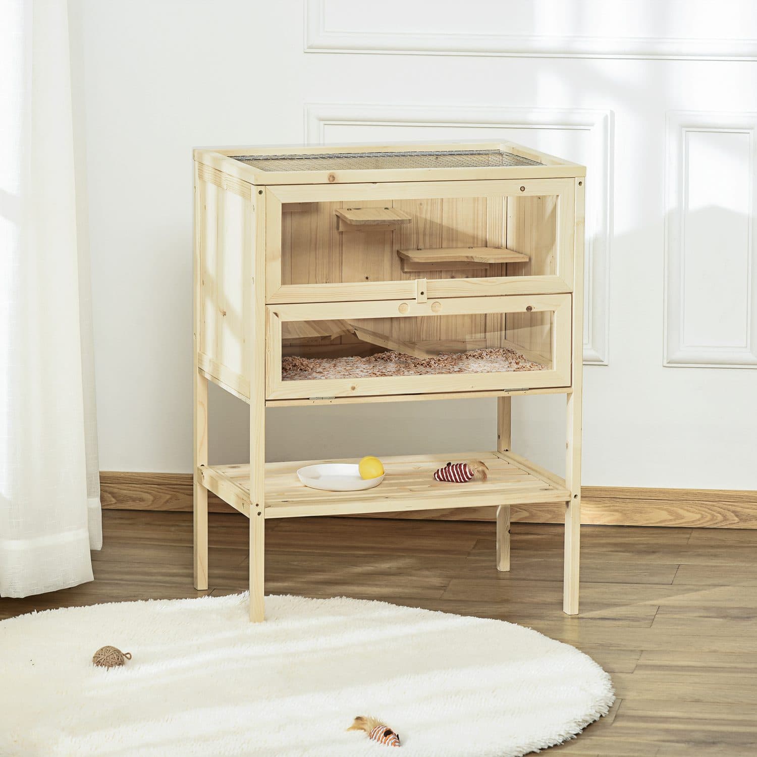 PawHut Wooden Hamster Cage with Storage Shelf - image 3
