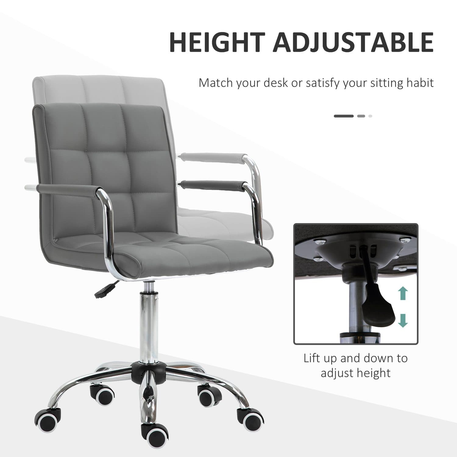 Vinsetto Grey Leather Office Chair - image 4