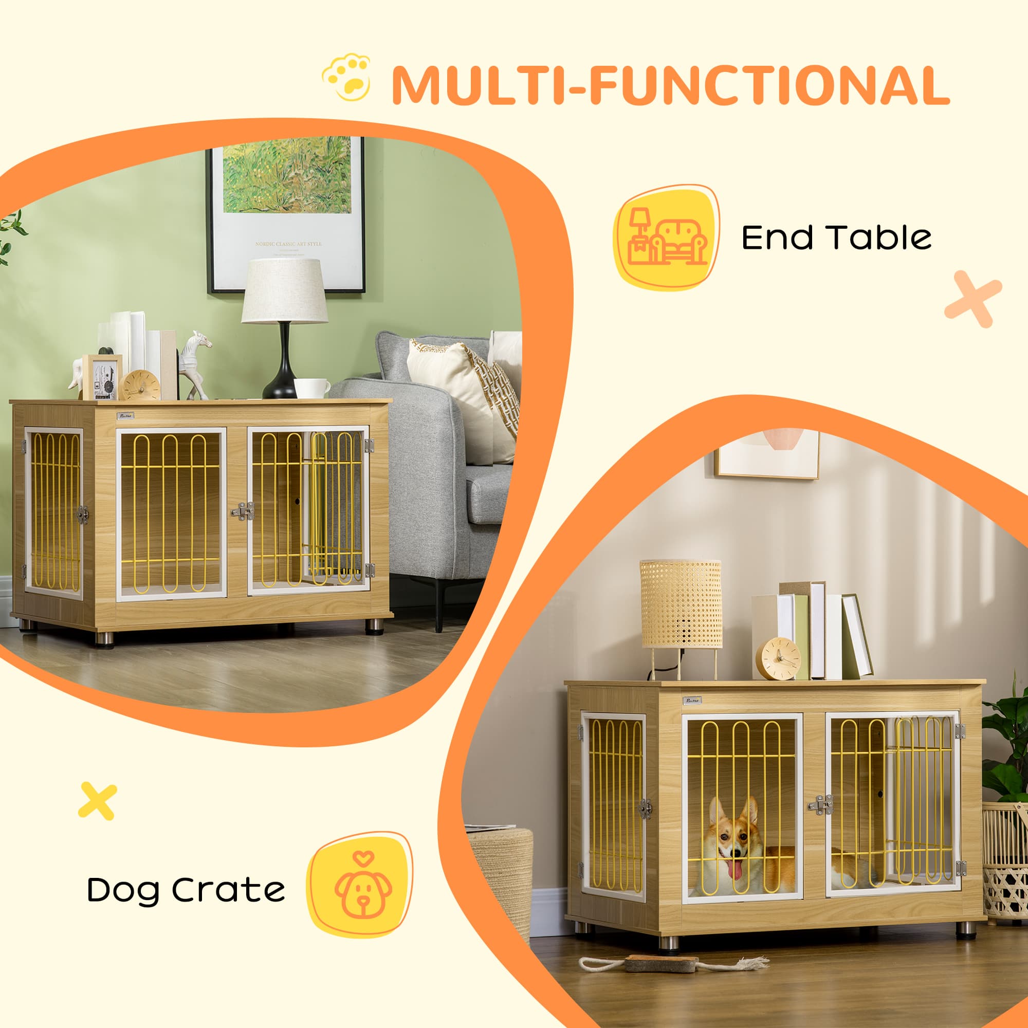 A Dog Crate and Side Table in One — Double Door, With Cushion - image 5