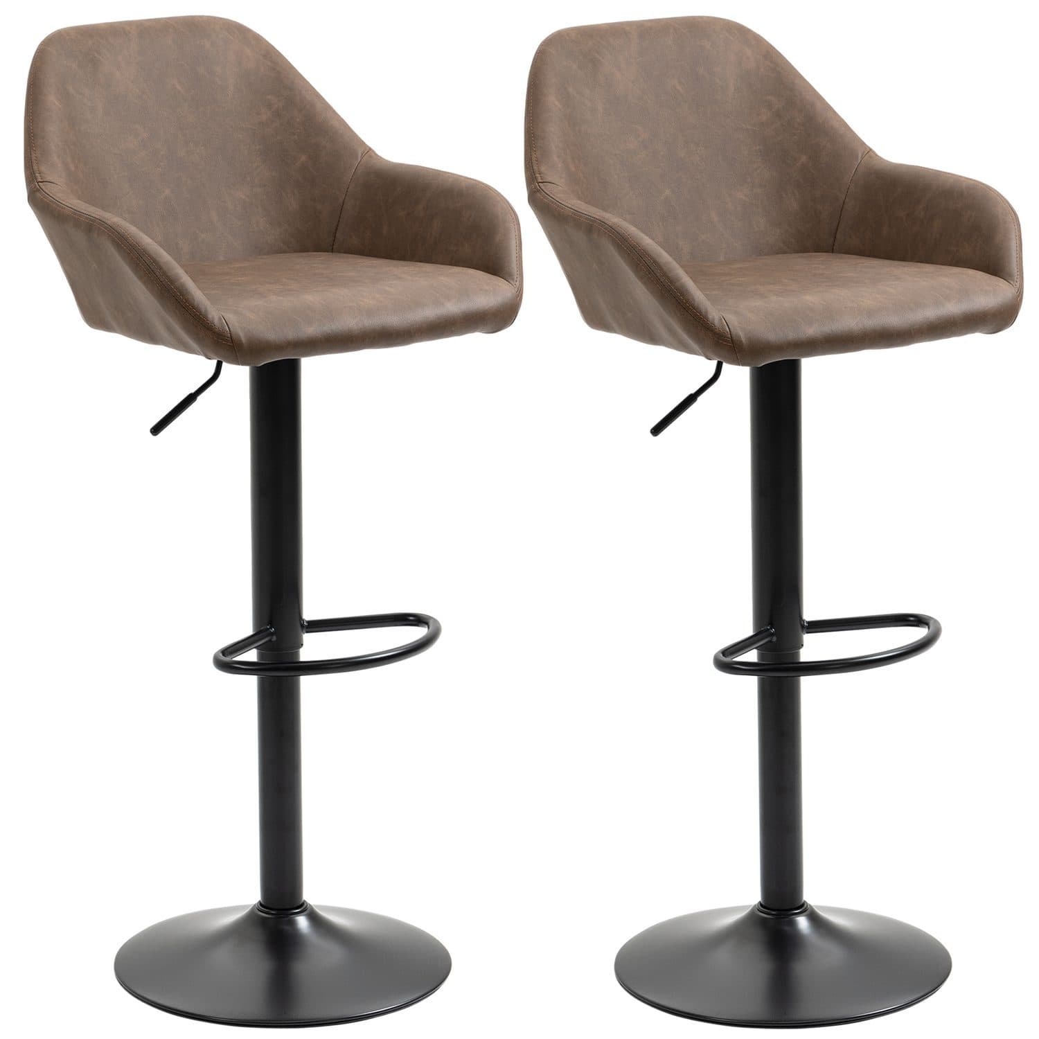 Dark Brown Swivel Bar Stools Set - Dark brown