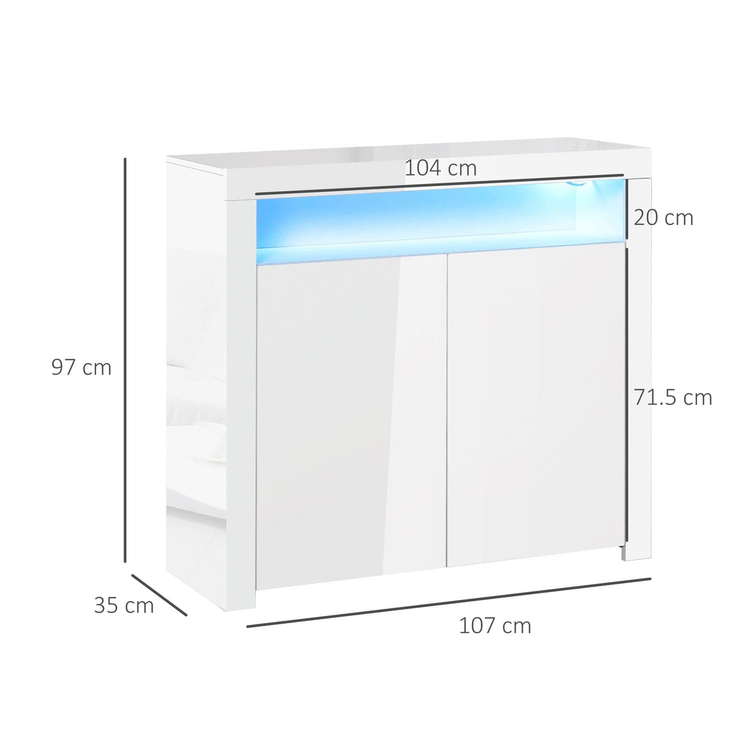 High Gloss LED Sideboard - image 1