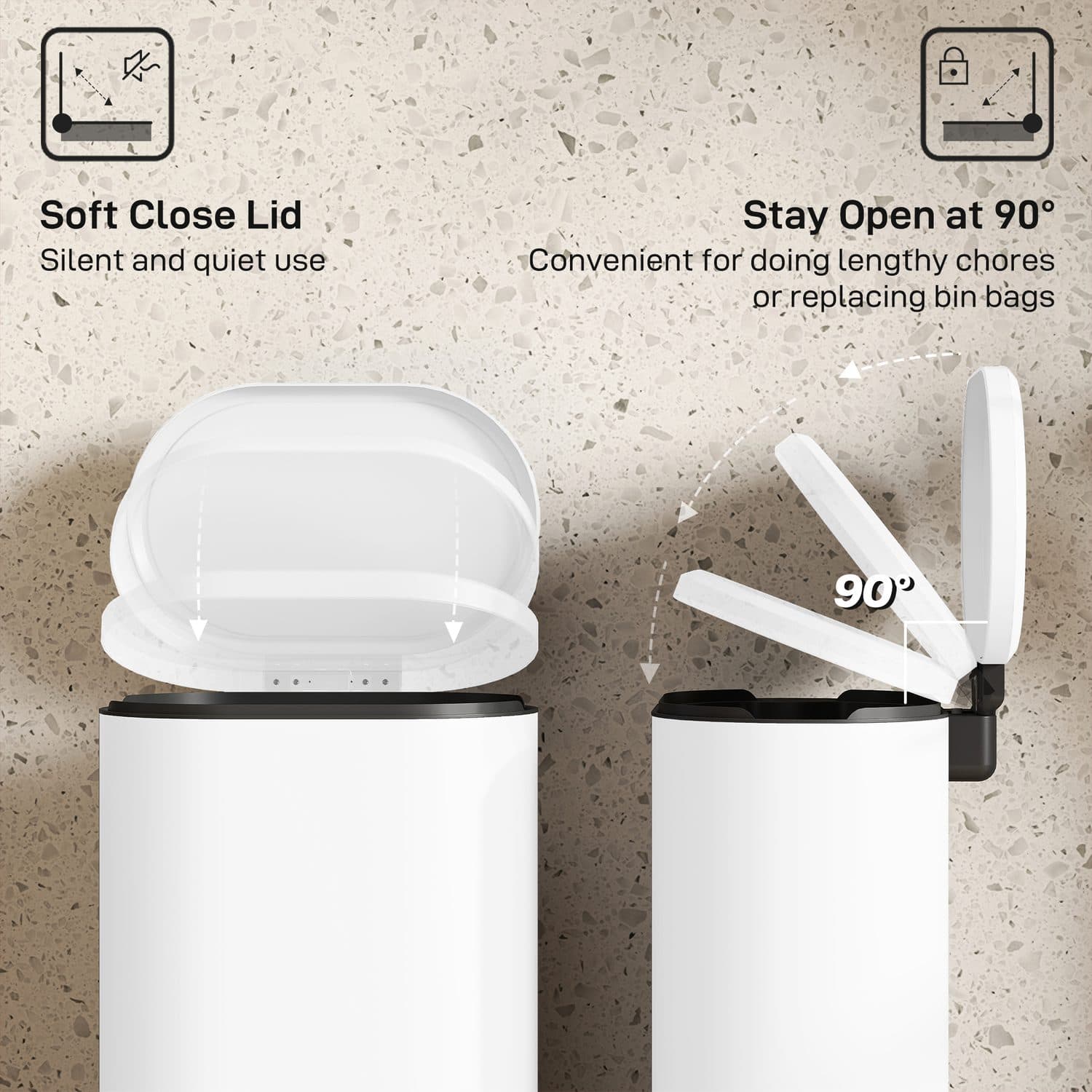 Modern White 30L Kitchen Pedal Bin - image 4
