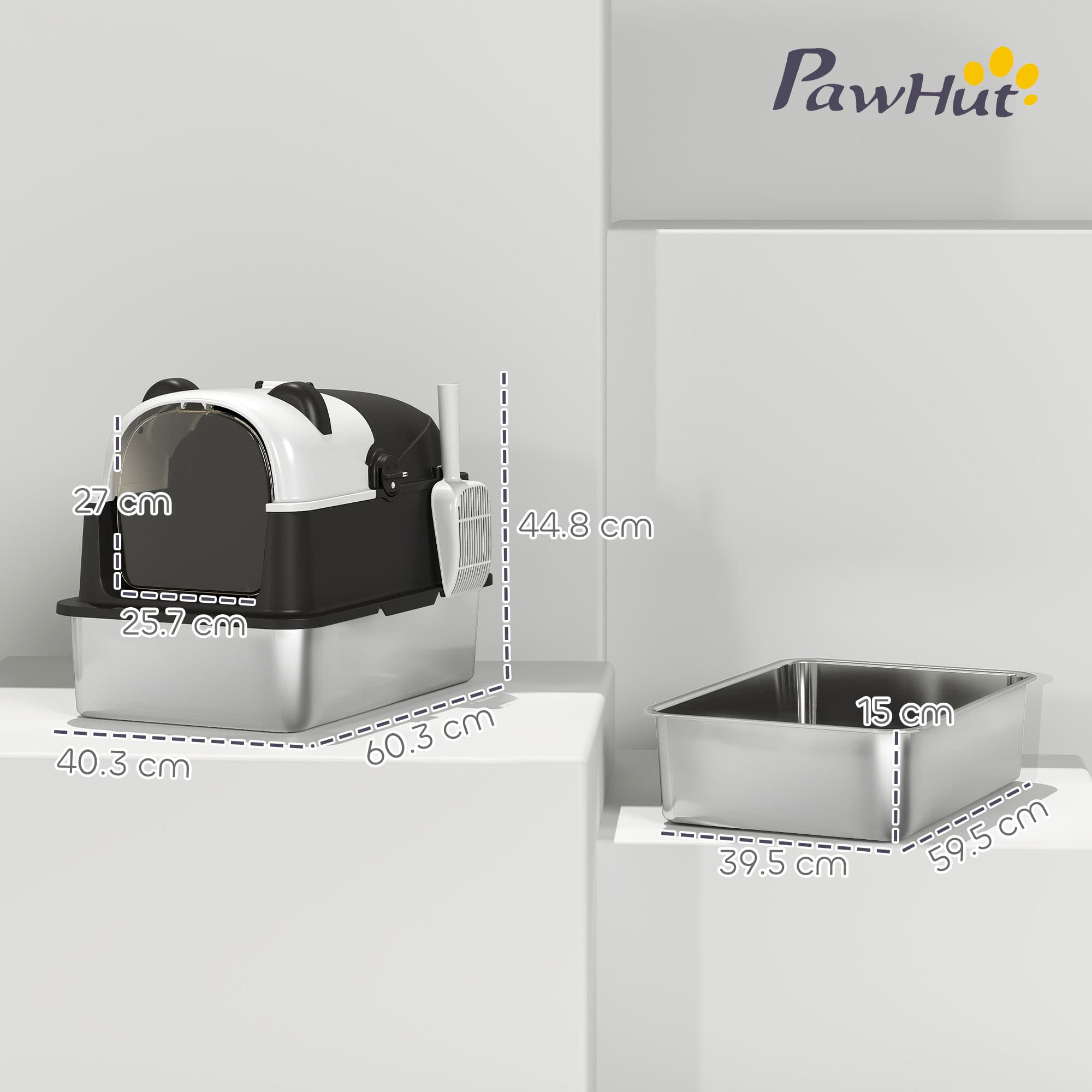 Panda Style XL Enclosed Cat Litter Box with Flip-Top Lid - image 3