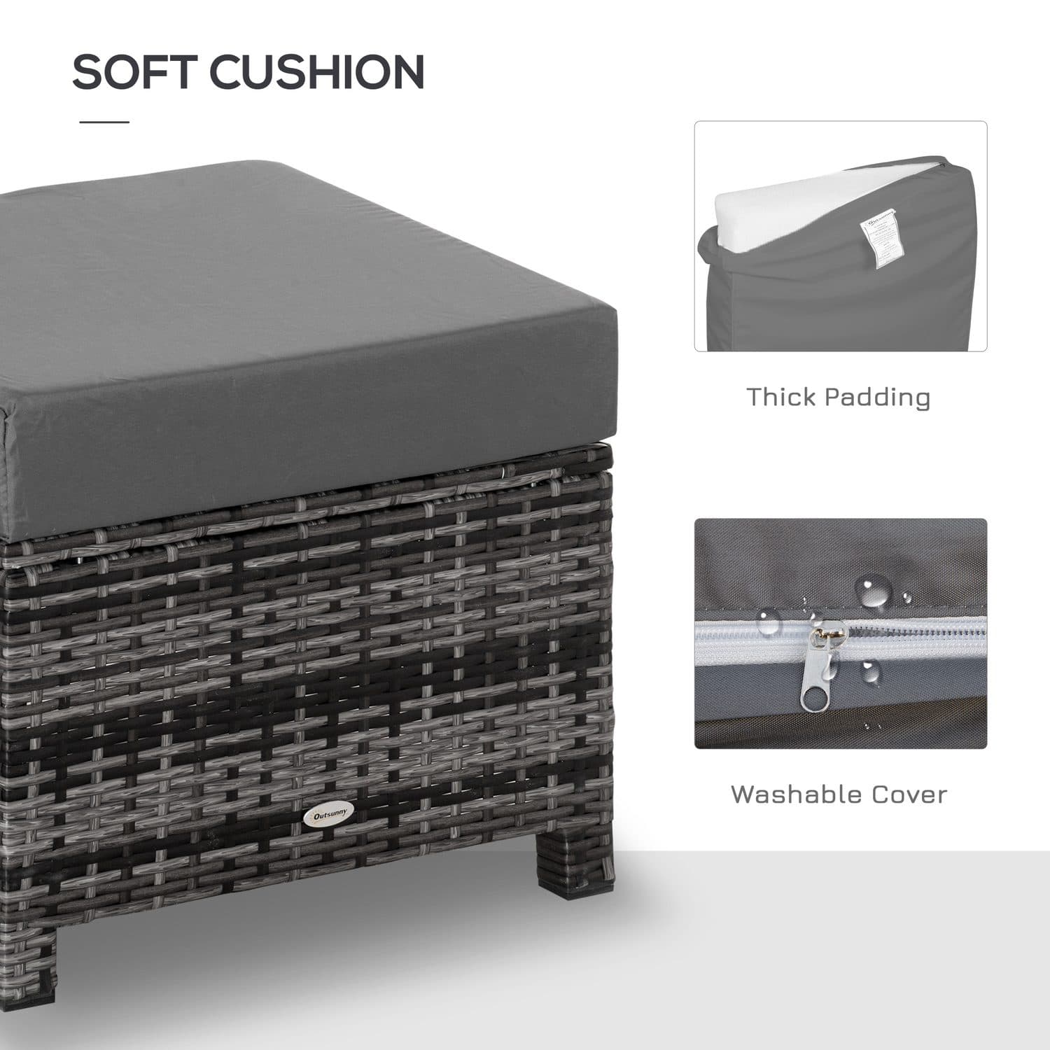 Grey Rattan Footstool for Effortless Relaxation - image 2