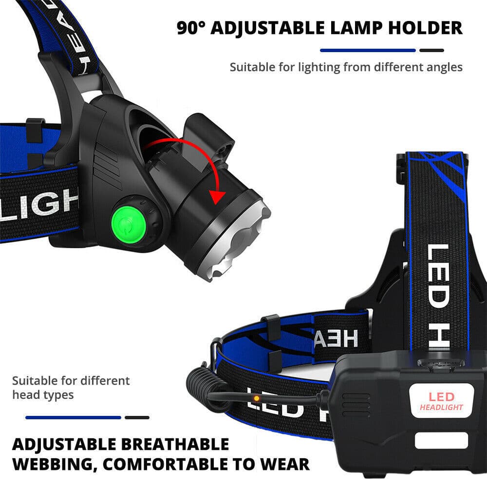 Zoomable LED Head Torch — 3 Modes with 2 Batteries Included - image 1