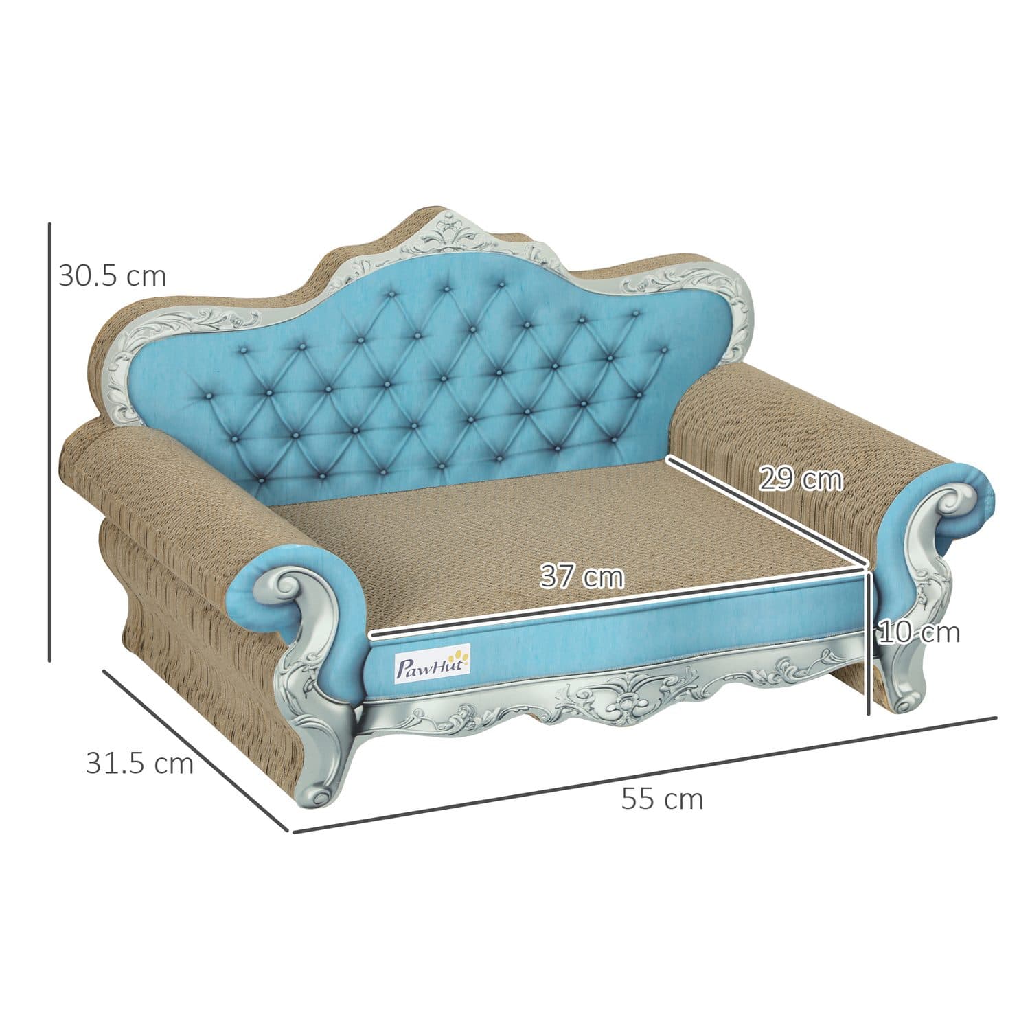 Baroque-Style Cat Sofa and Scratcher in Light Blue - image 5