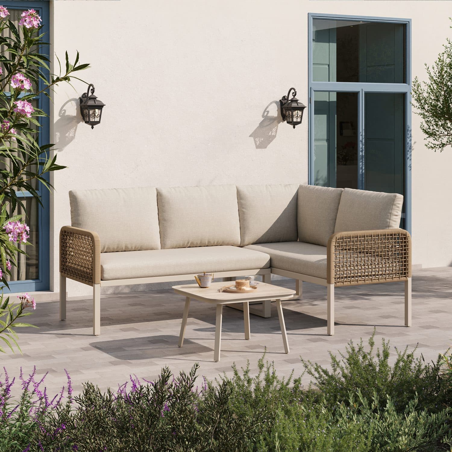 The corner garden set that makes a terrace feel finished - Beige