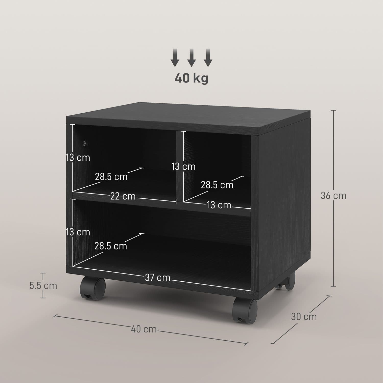 Black Printer Cabinet with Three Compartments - image 4