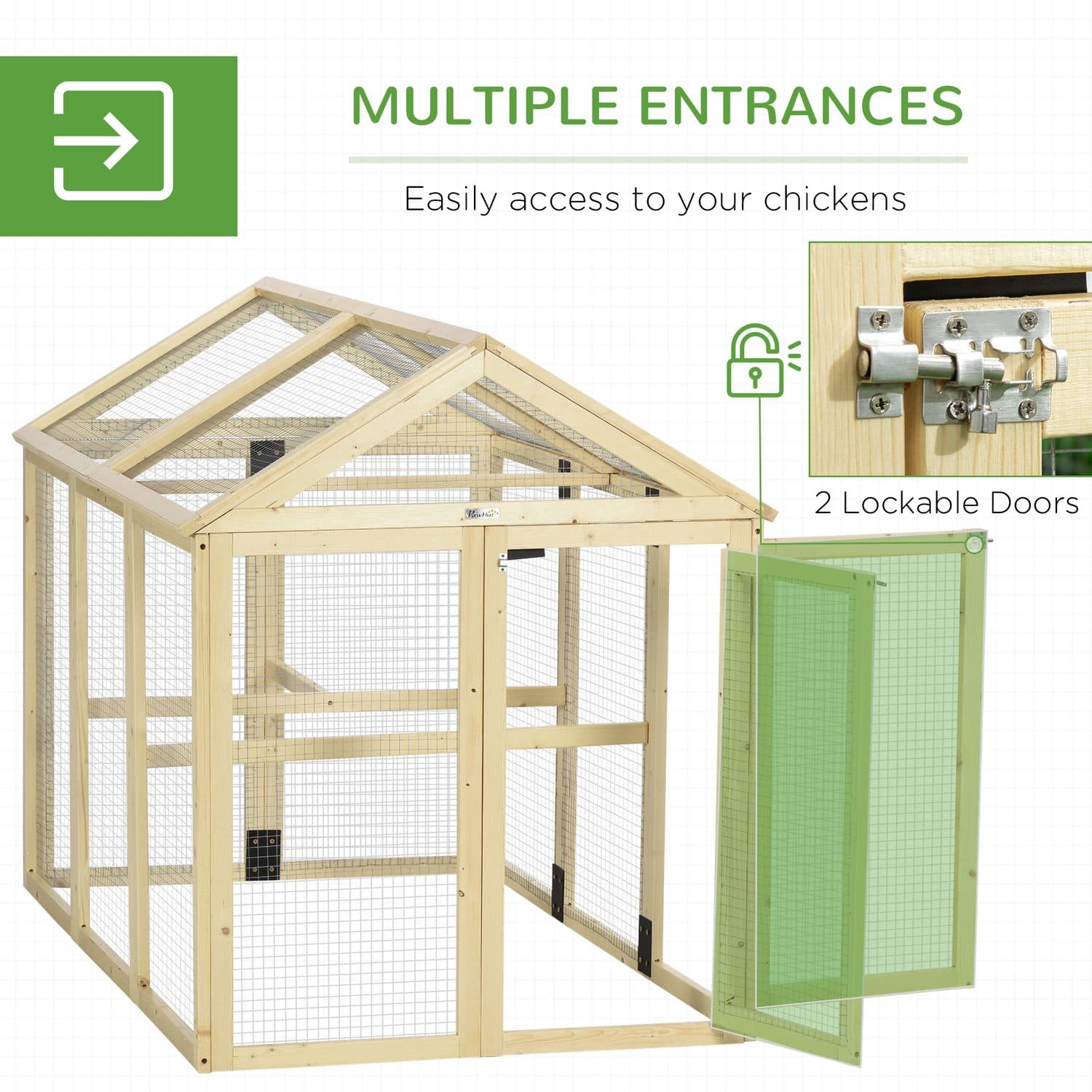 PawHut Large Wooden Chicken Run with Combinable Design - image 4