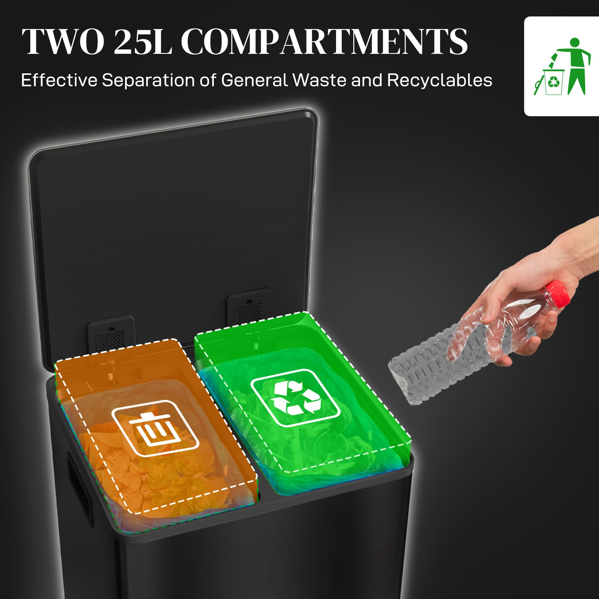 Keep Waste Sorted with a Black 50L Dual Pedal Bin - image 4