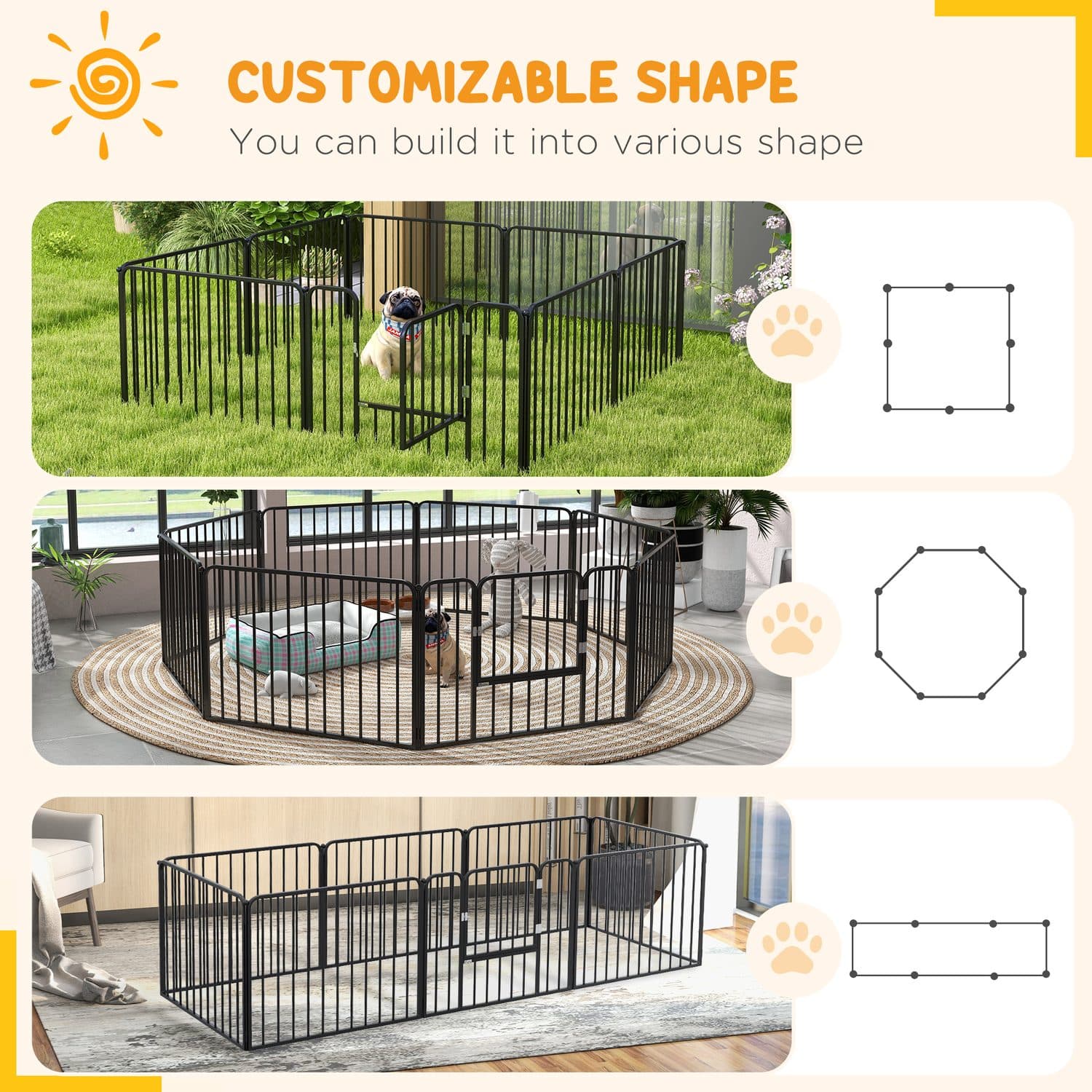 PawHut 60cm Heavy Duty Dog Pen for Indoors & Outdoors - image 2