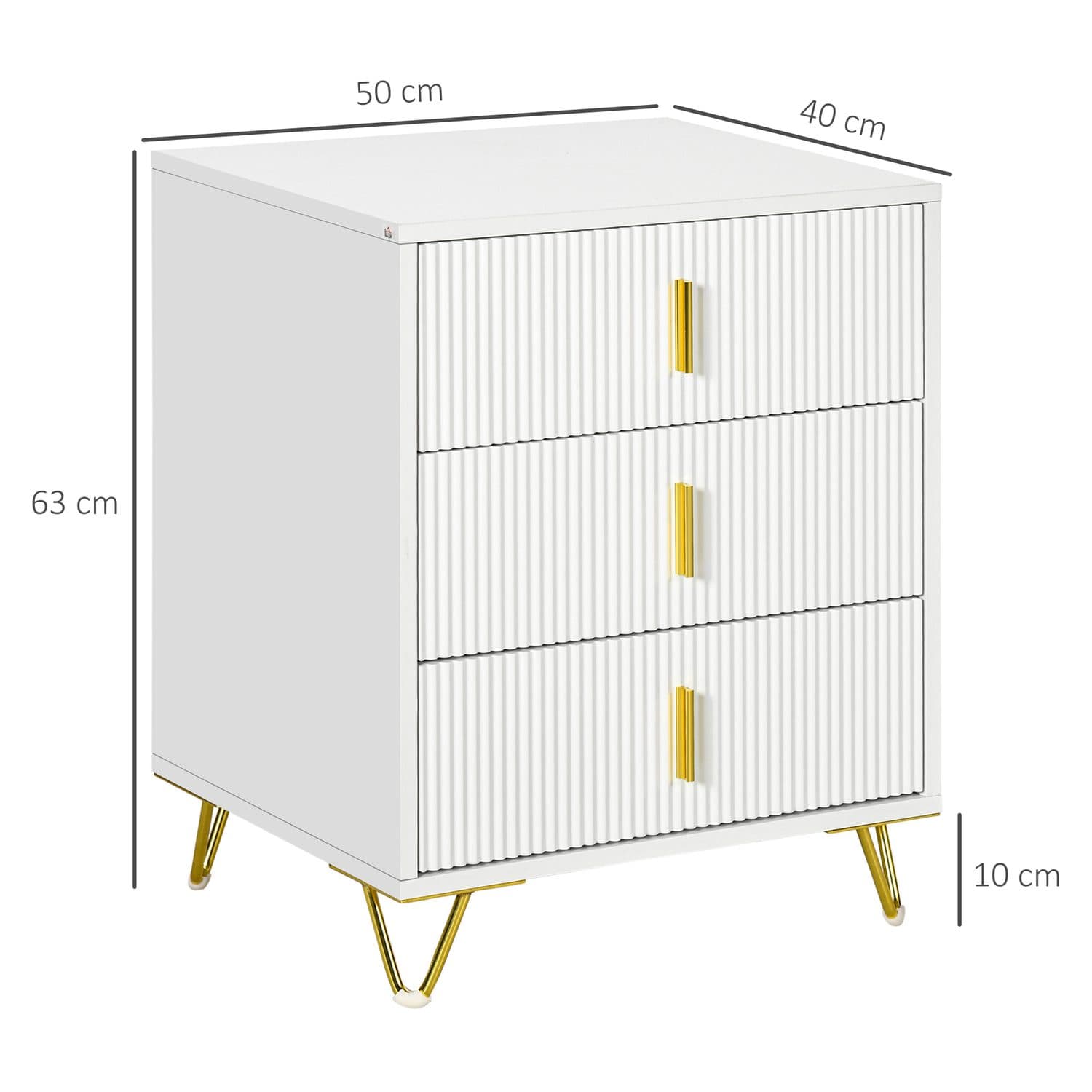 Three-Drawer Ribbed Chest with Gold Hairpin Legs - image 2