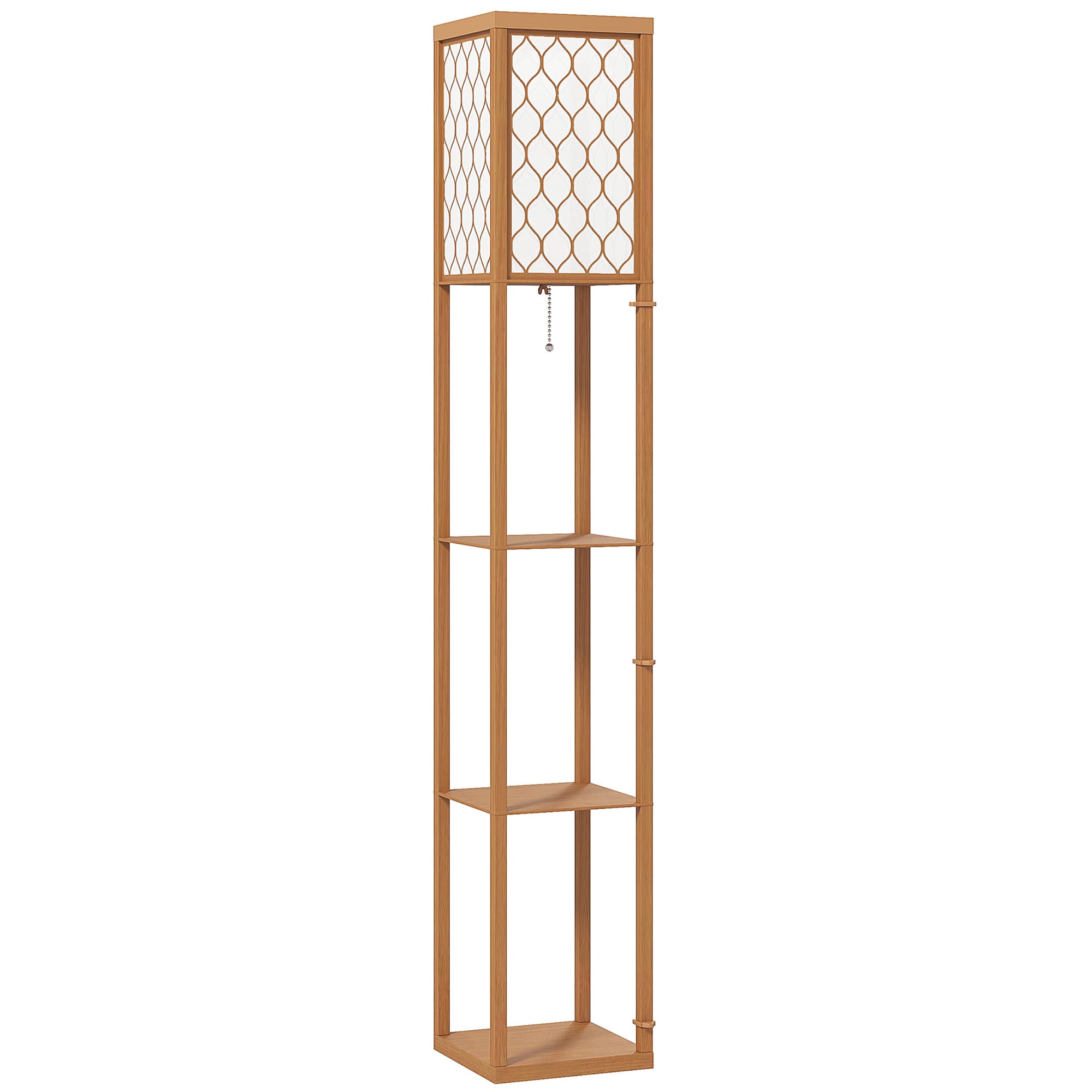 The floor lamp that gives you light and storage in one - Natural wood finish