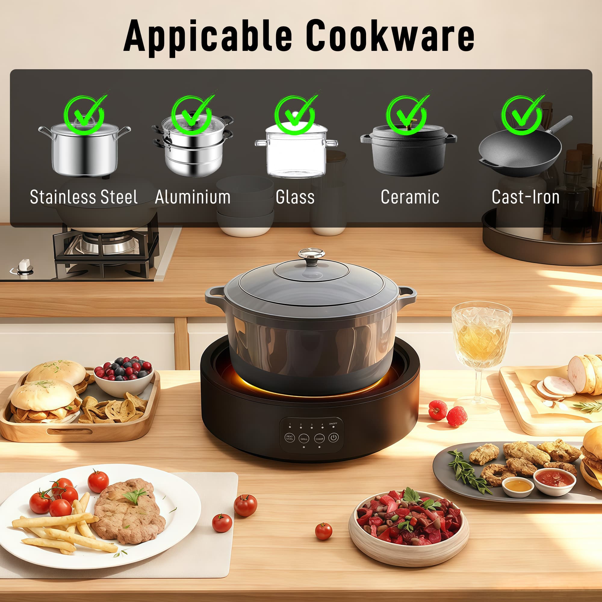 Electric Ceramic Hob With Built-In Grill Plate - image 2
