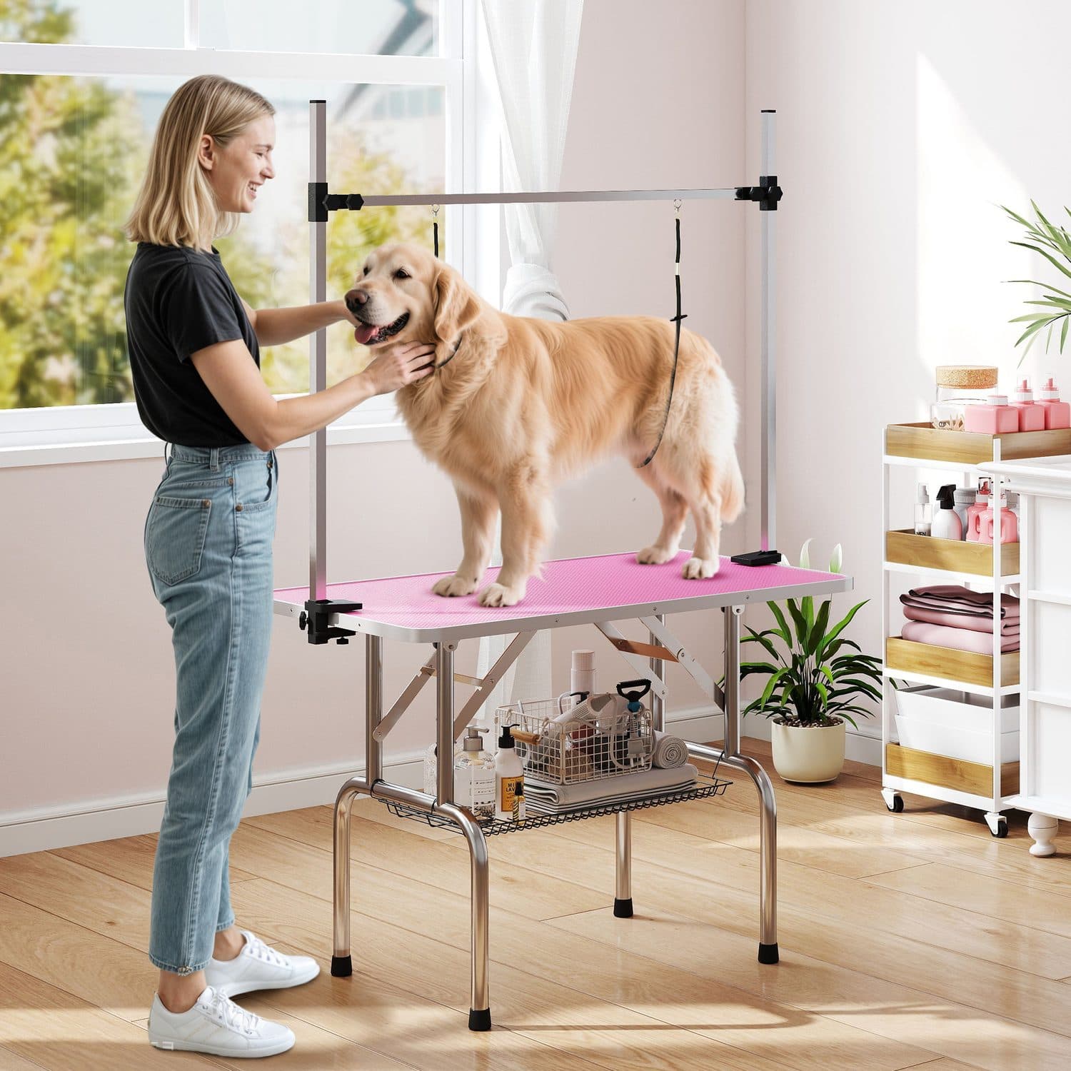 Adjustable Metal Dog Grooming Table with Rubber Top - image 3
