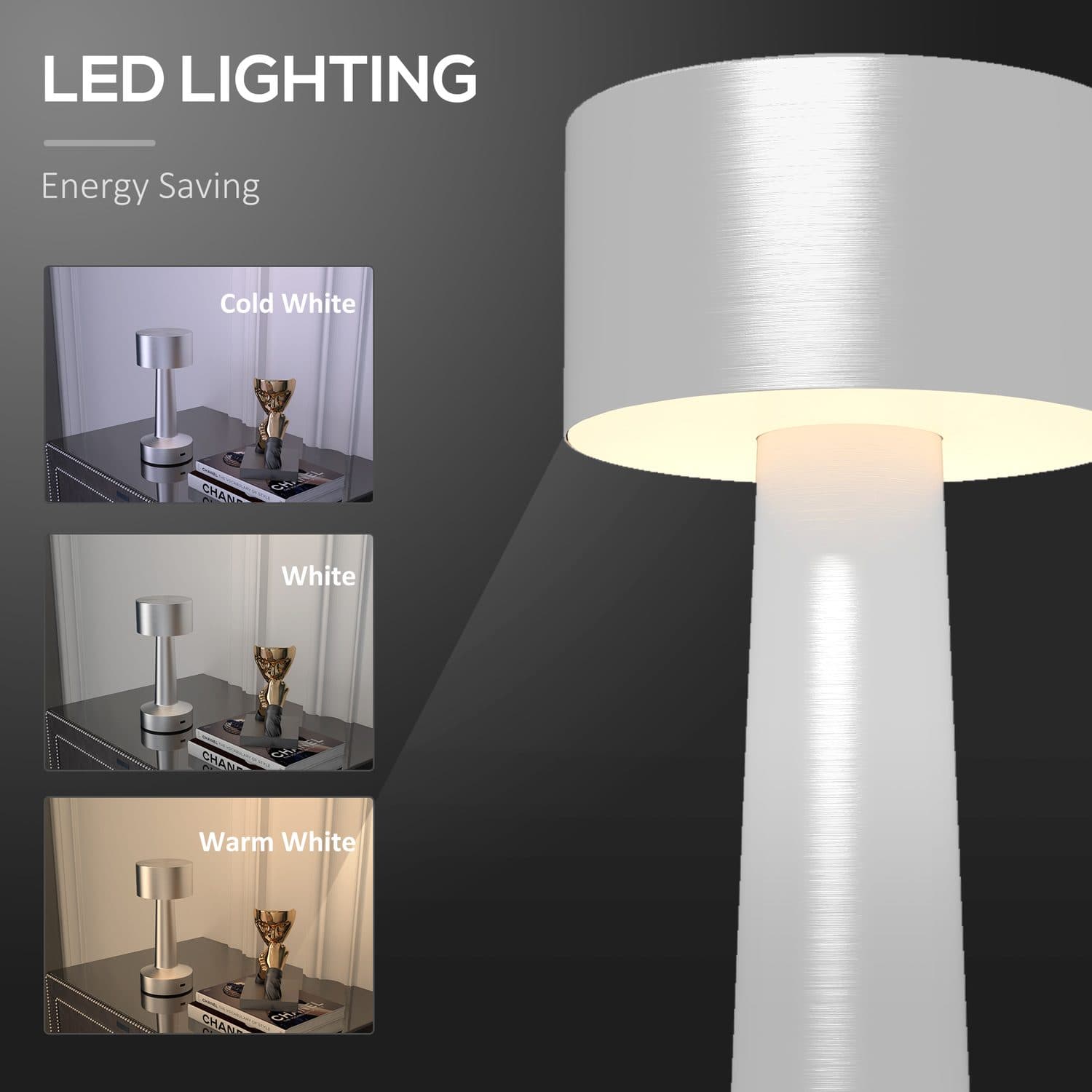 Silver Cordless Touch Table Lamps, Set of 2 - image 4