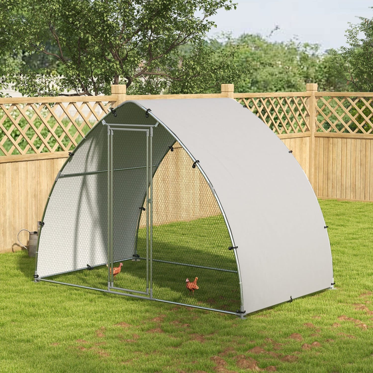 PawHut Galvanised Outdoor Chicken Coop, 3 x 1.9 x 2.2m - image 2