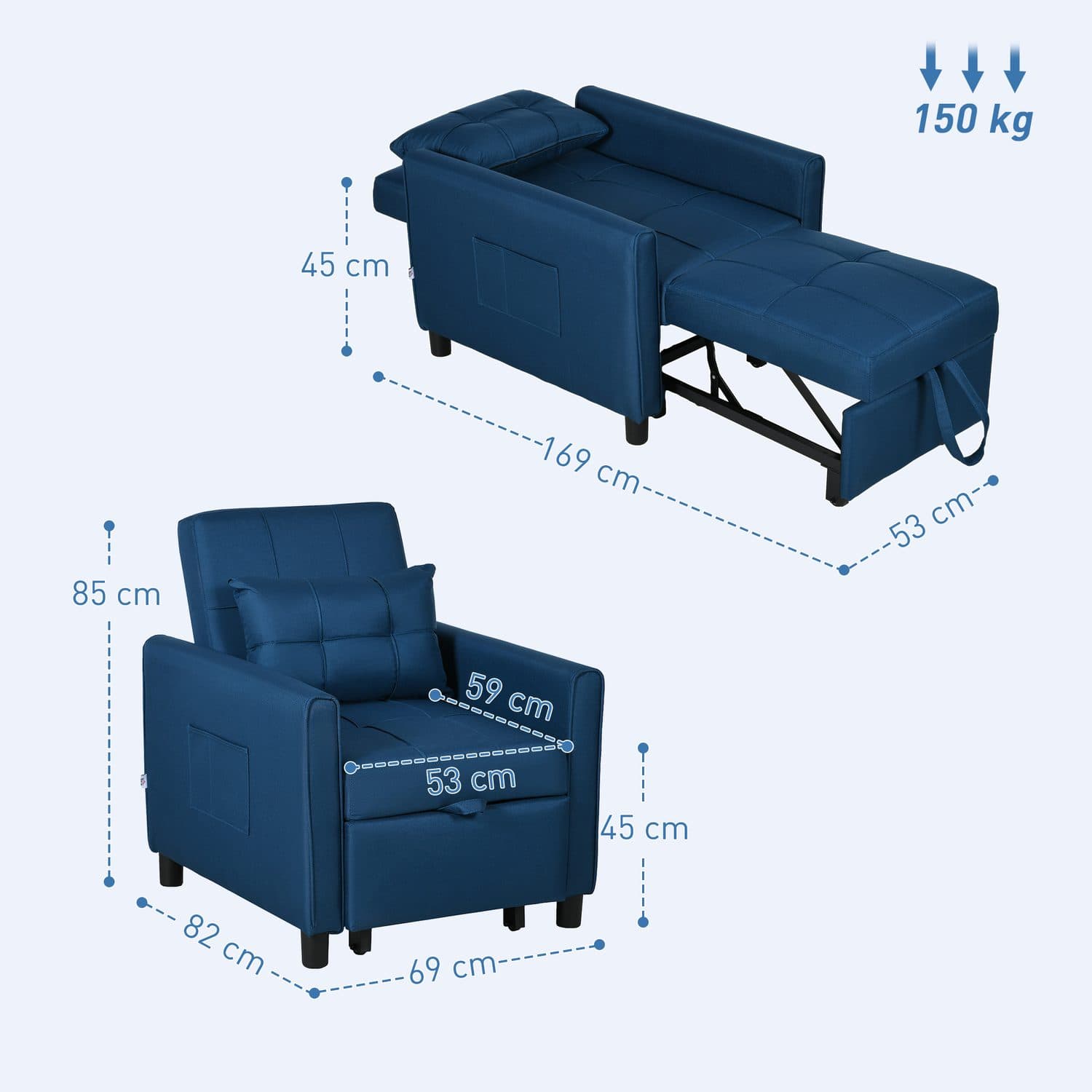 Blue Single Chair Bed - image 4