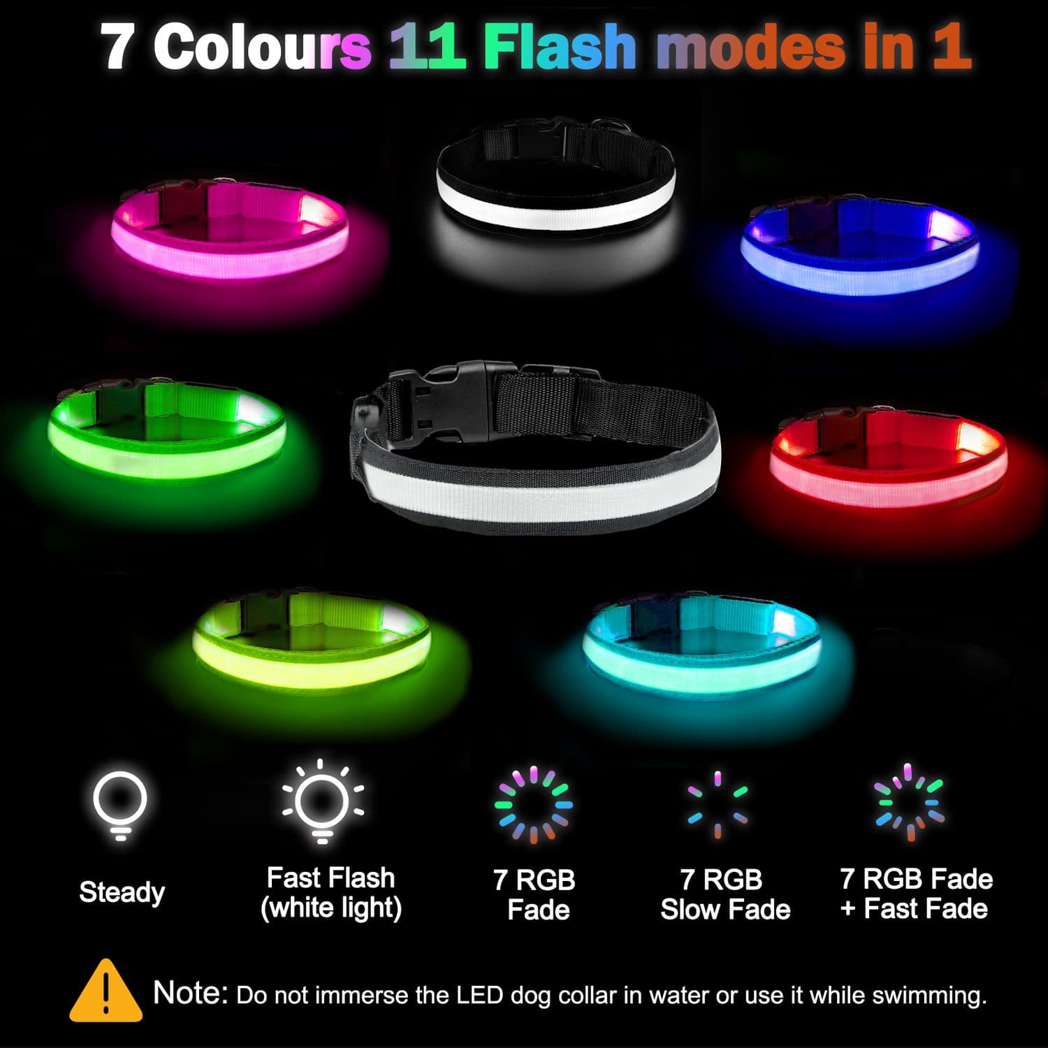 Rechargeable LED Light Up Dog Collar - Medium - image 5
