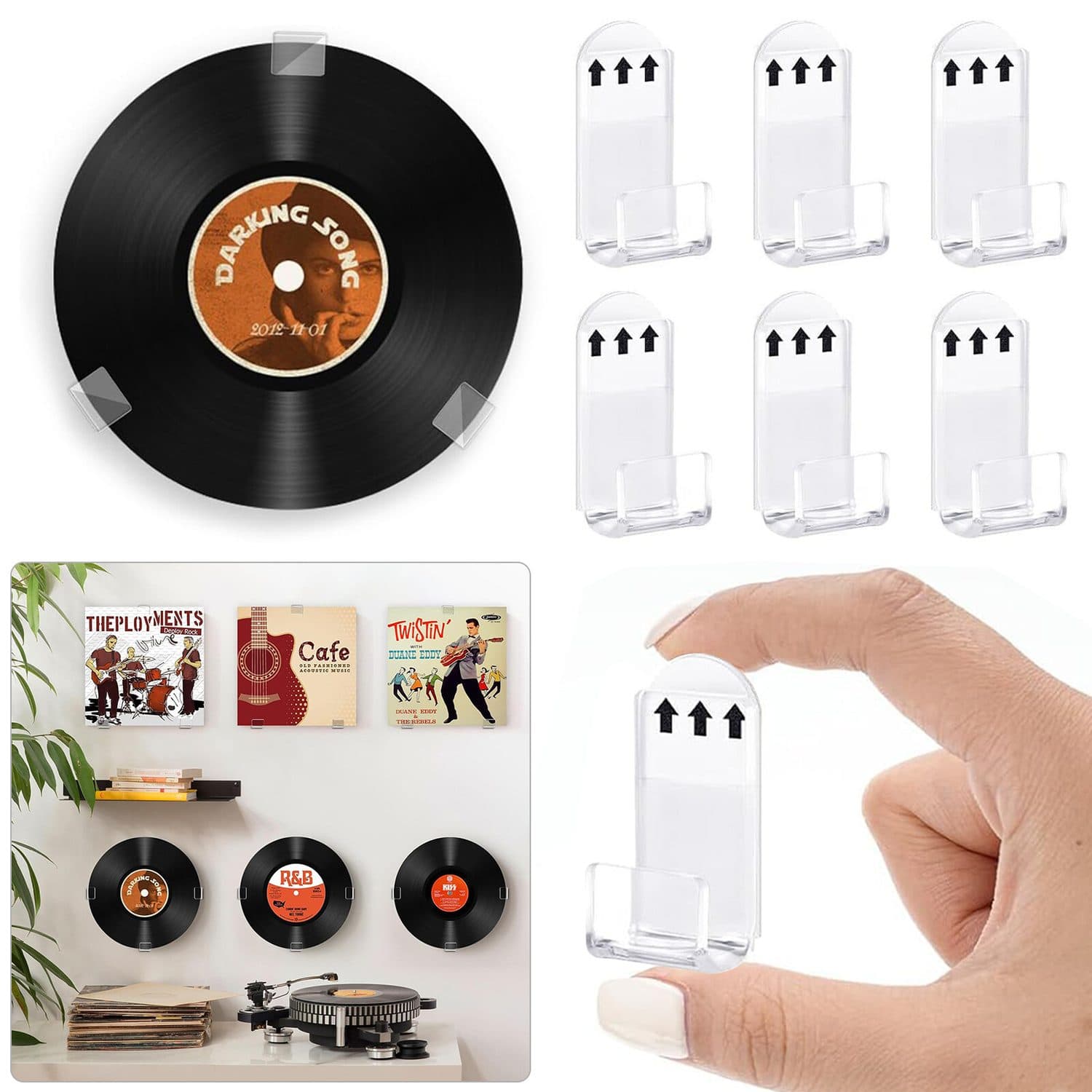 Vinyl Record Wall Mounts – 12-Pack Clear Acrylic Display Shelves - image 1