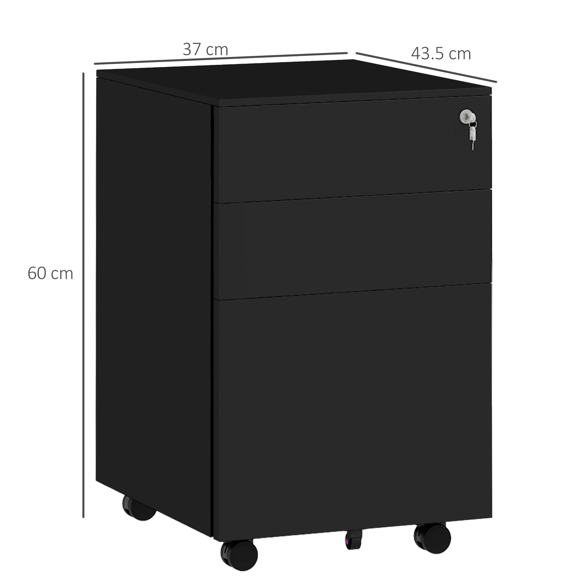Mobile Steel Filing Cabinet — 3 Drawers, Lock, 5 Wheels - image 5