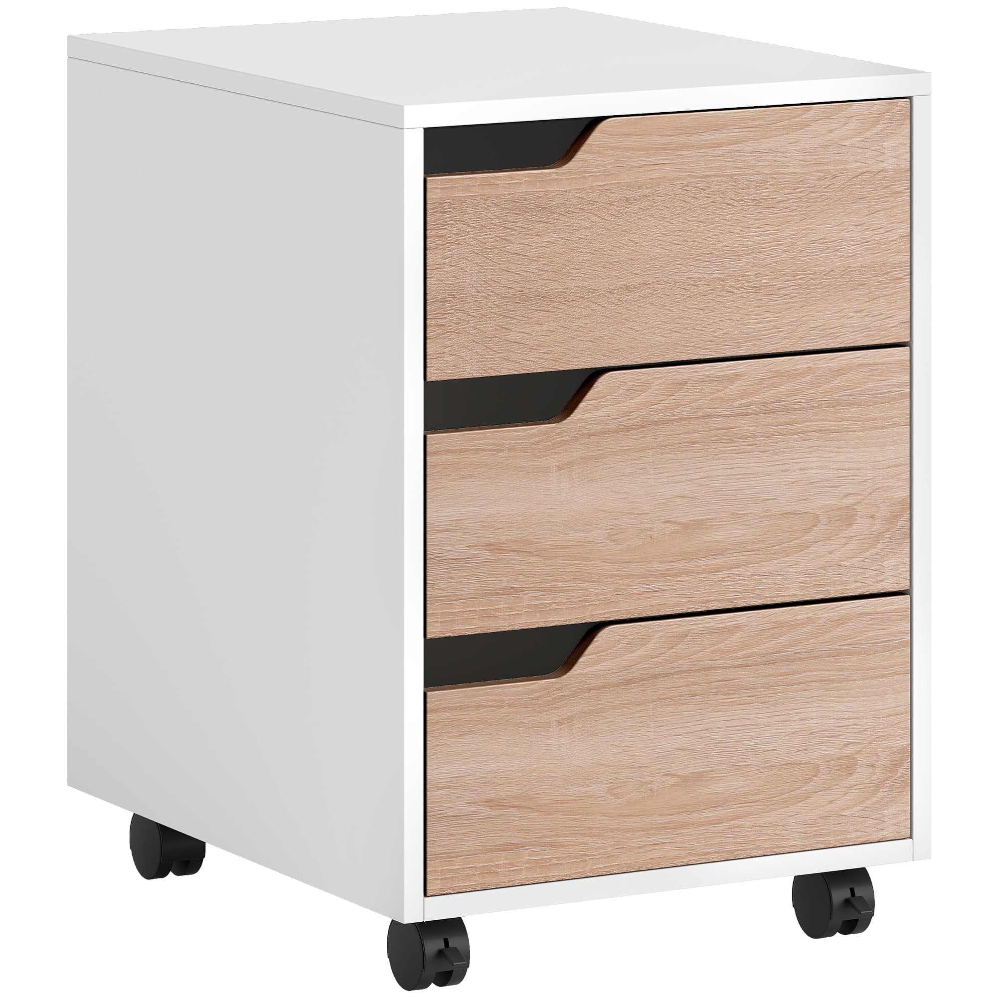 Oak 3-Drawer Mobile Filing Cabinet for Effortless Organisation