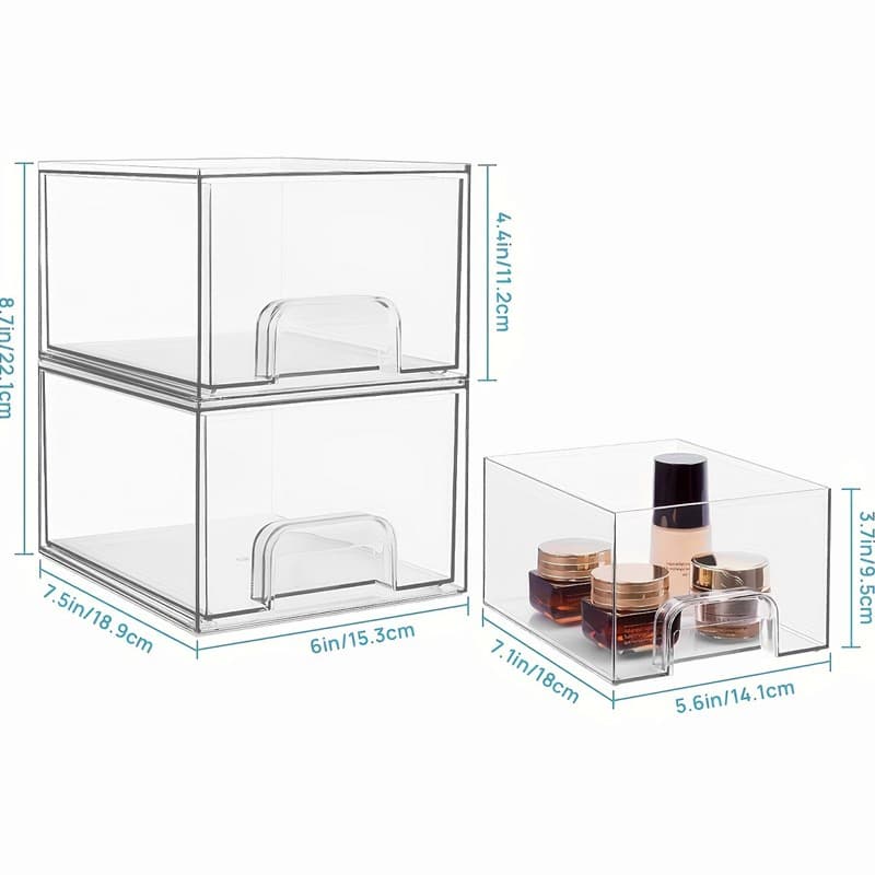 Clear Acrylic Stackable Storage Drawers | Set of 2 - image 3