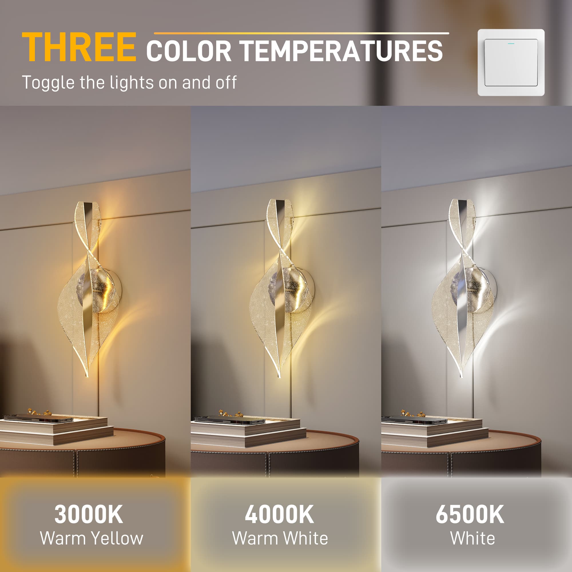 Silver Leaf LED Wall Sconces with Adjustable Colour Temperature - image 4