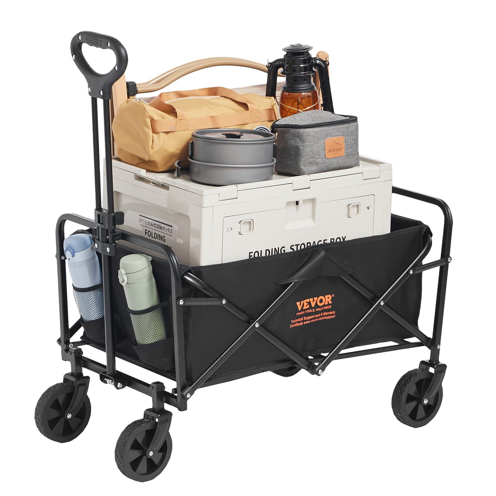 Collapsible Wagon Cart with 99.8 kg Load Capacity - ZDHYBXSSTCHSMHEGRV0