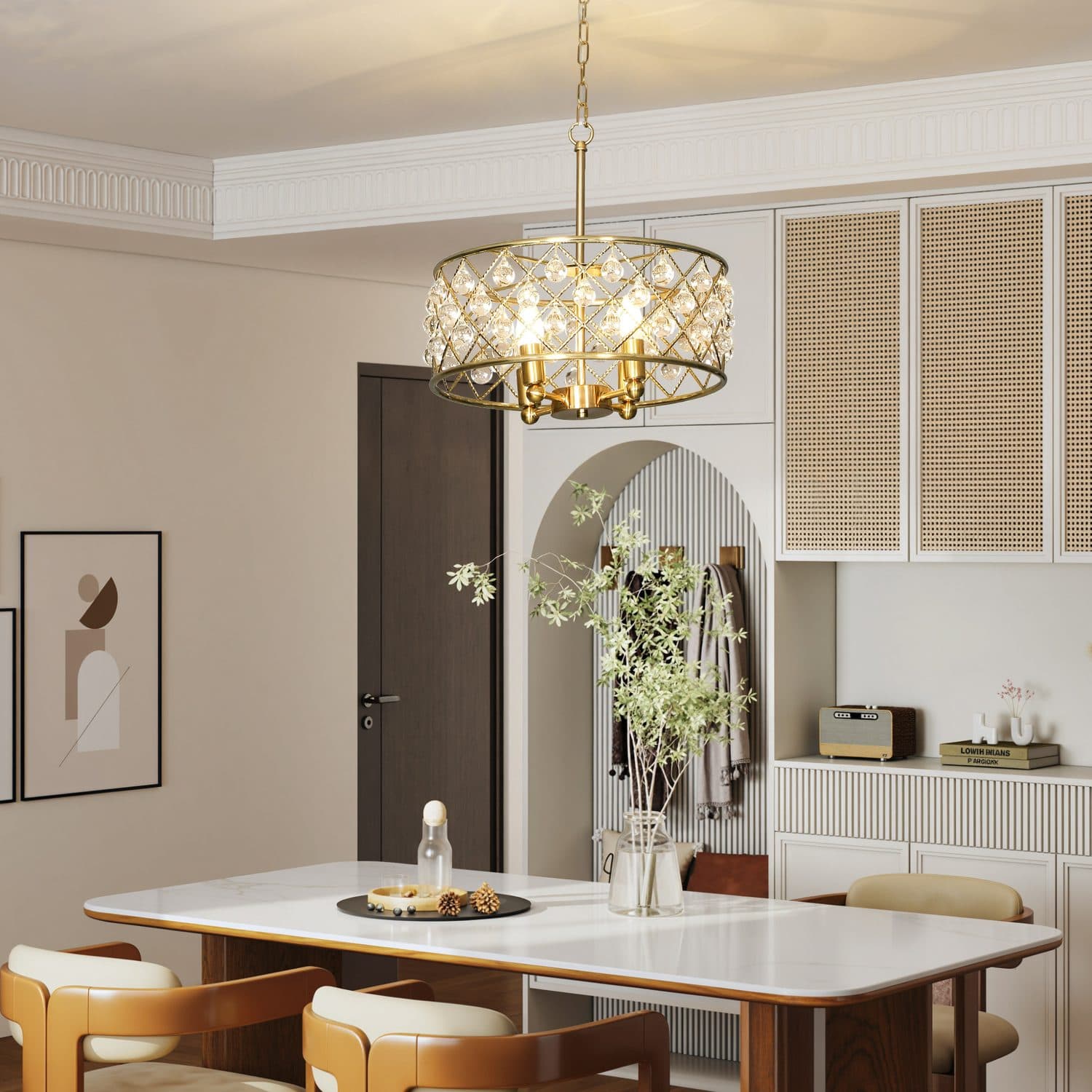 Gold-Tone Crystal Chandelier - image 5