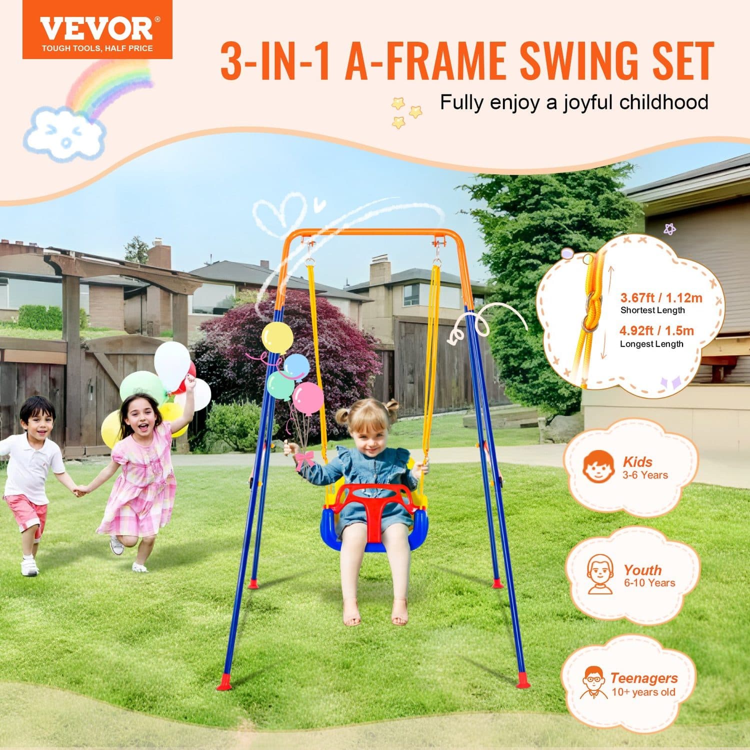 Adjustable 3 in 1 Toddler Swing Set - image 2