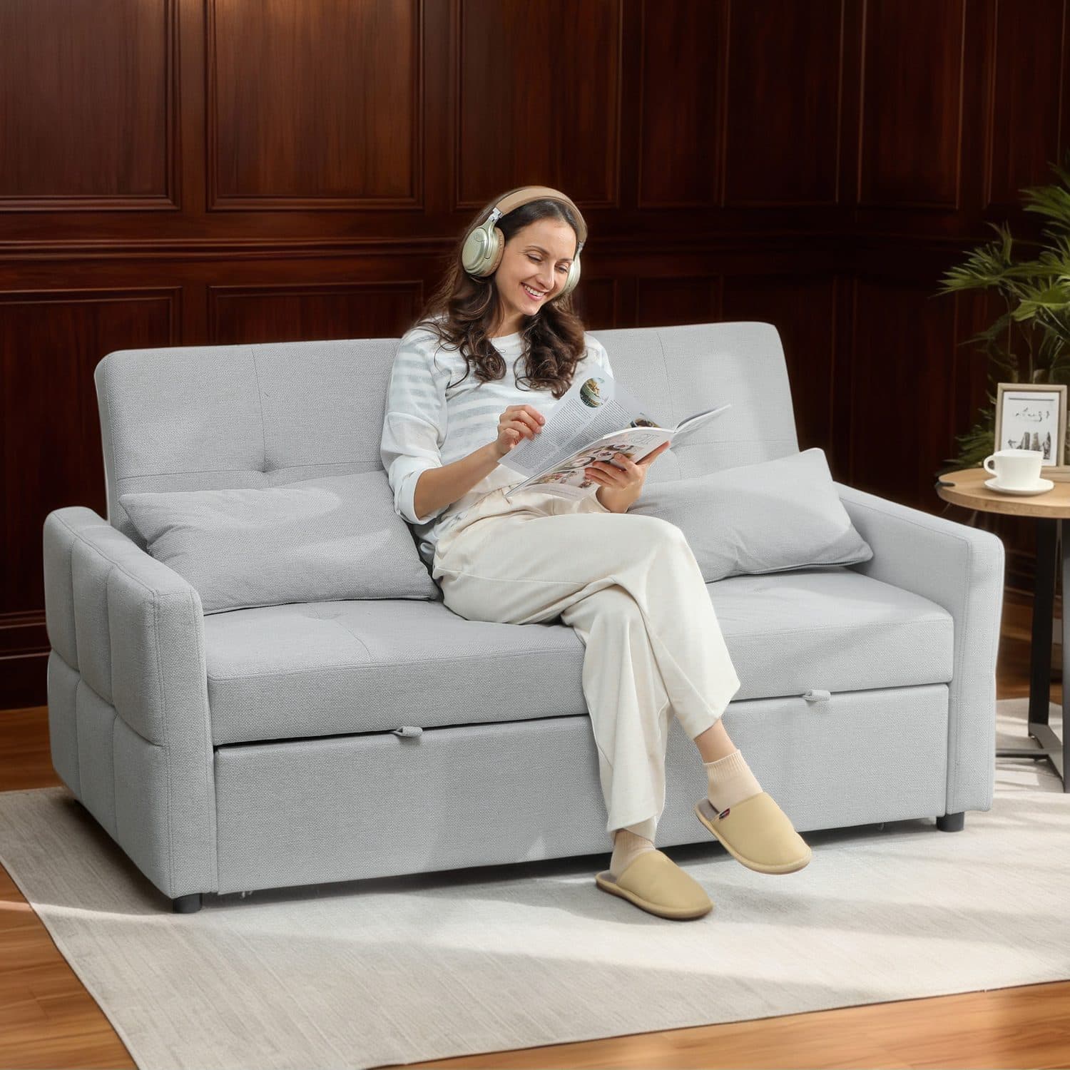 3-Way Light Grey Sofa Bed - image 1