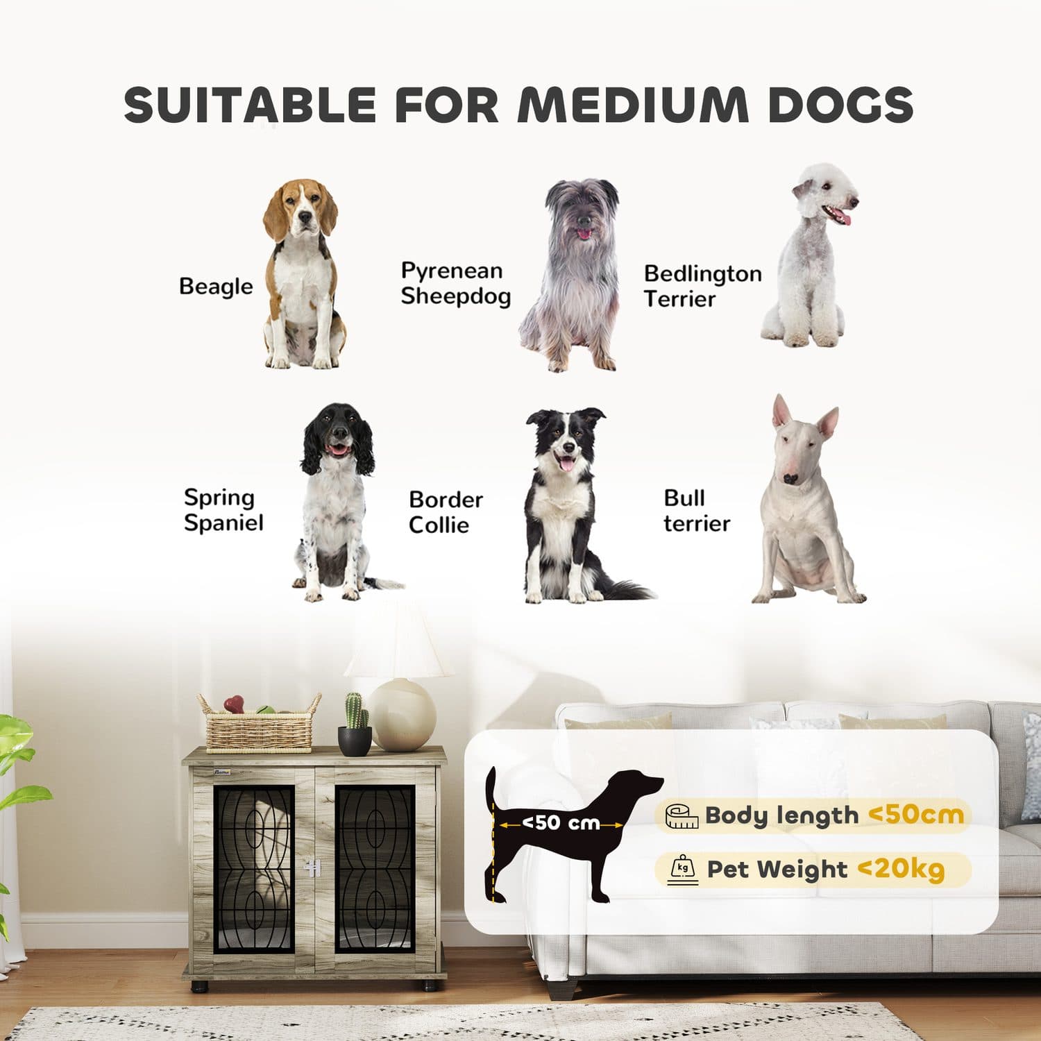 PawHut Indoor Dog Crate End Table with Lockable Doors - image 1