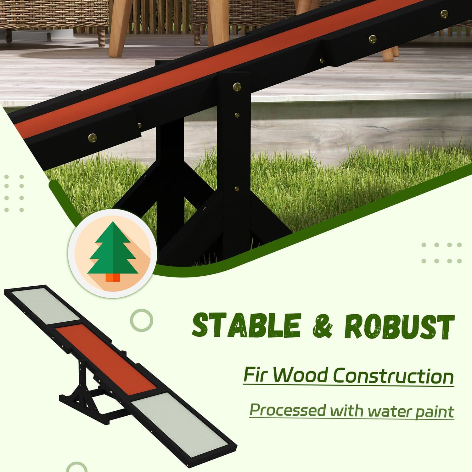 PawHut Wooden Dog Agility Seesaw - image 3
