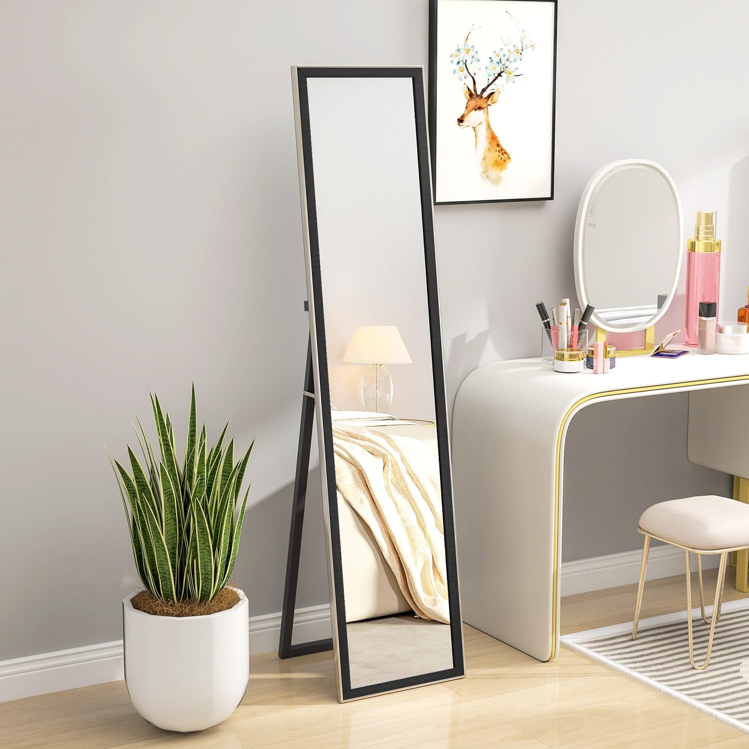 Full-Length Standing Mirror With Black Frame – 157cm - image 5